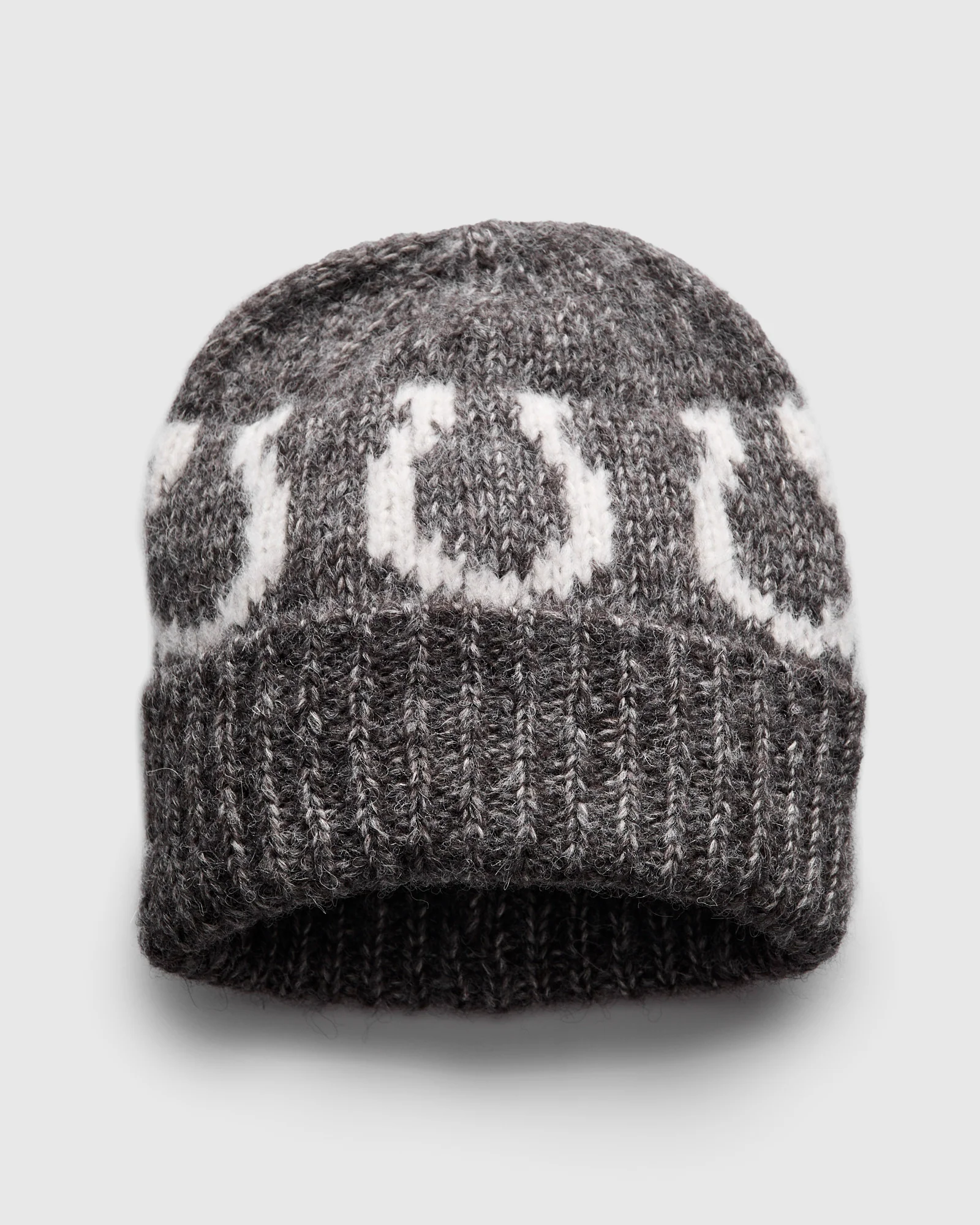 Alpaca Horseshoe Beanie in Charcoal