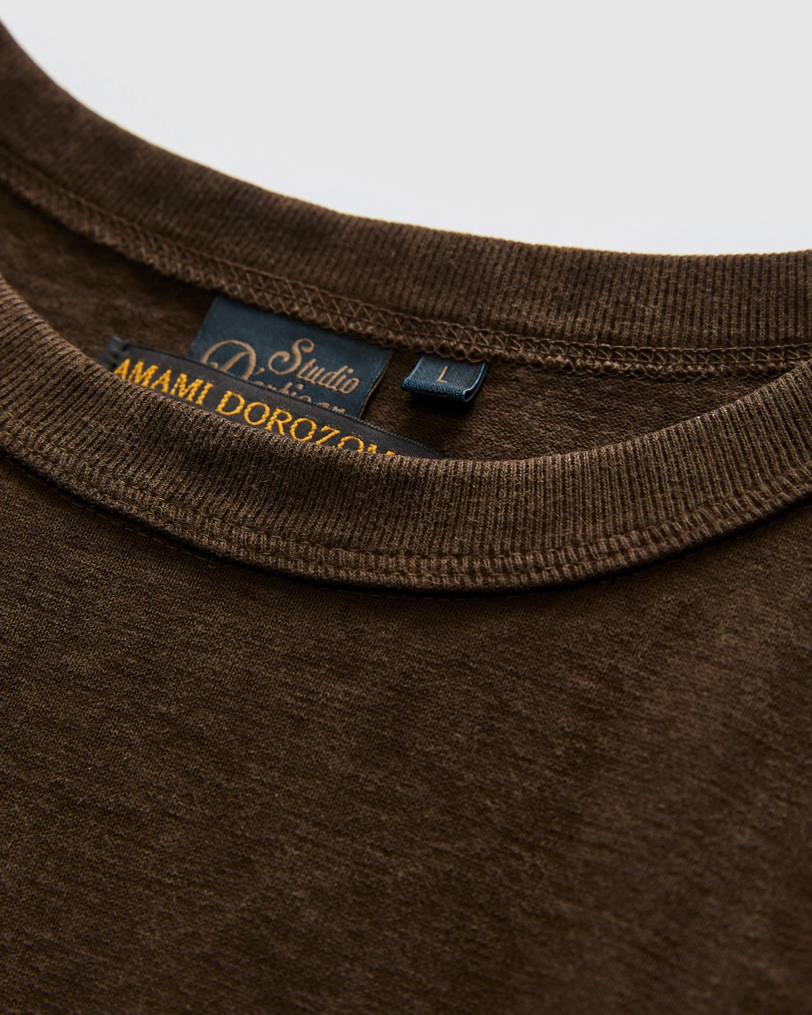 "Amami Mud-Dyed" Loopwheel T-Shirt in Dark Brown - Image 5