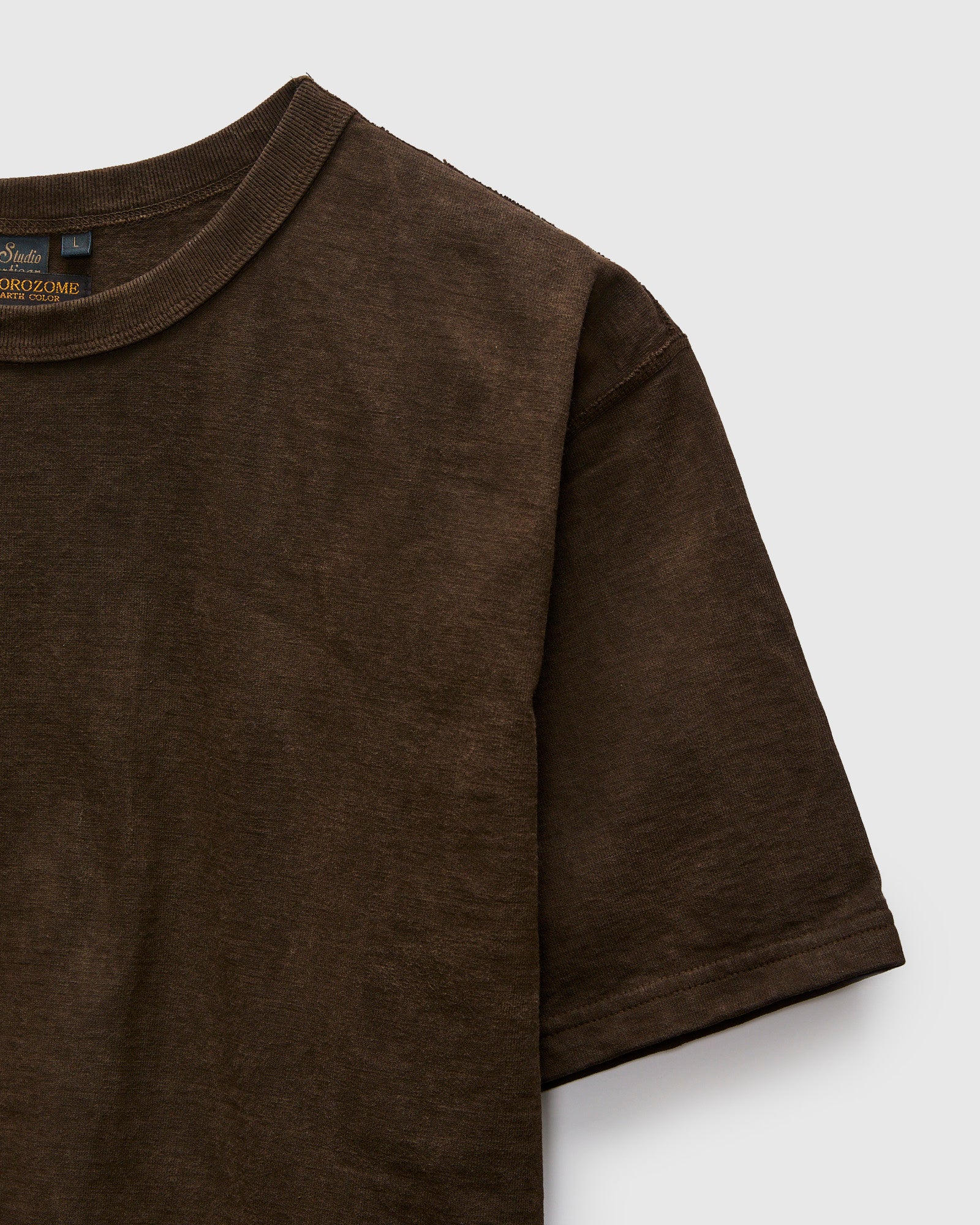 "Amami Mud-Dyed" Loopwheel T-Shirt in Dark Brown - Image 6