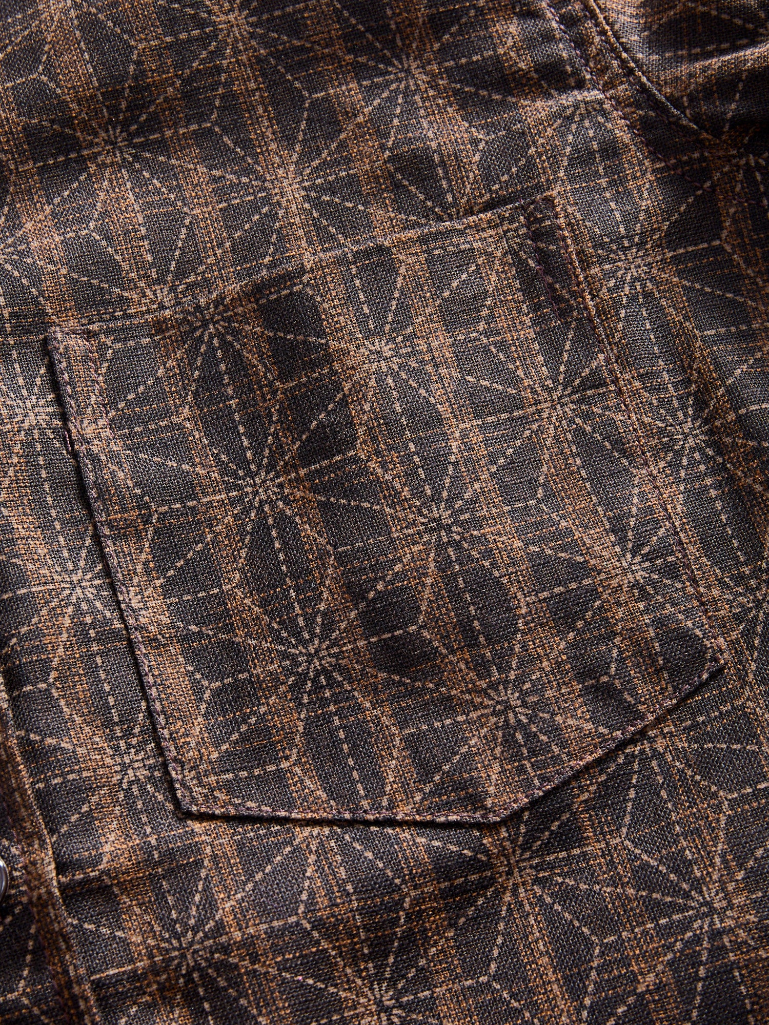 "Asanoha Star" Oxford Shirt in Brown - Image 5