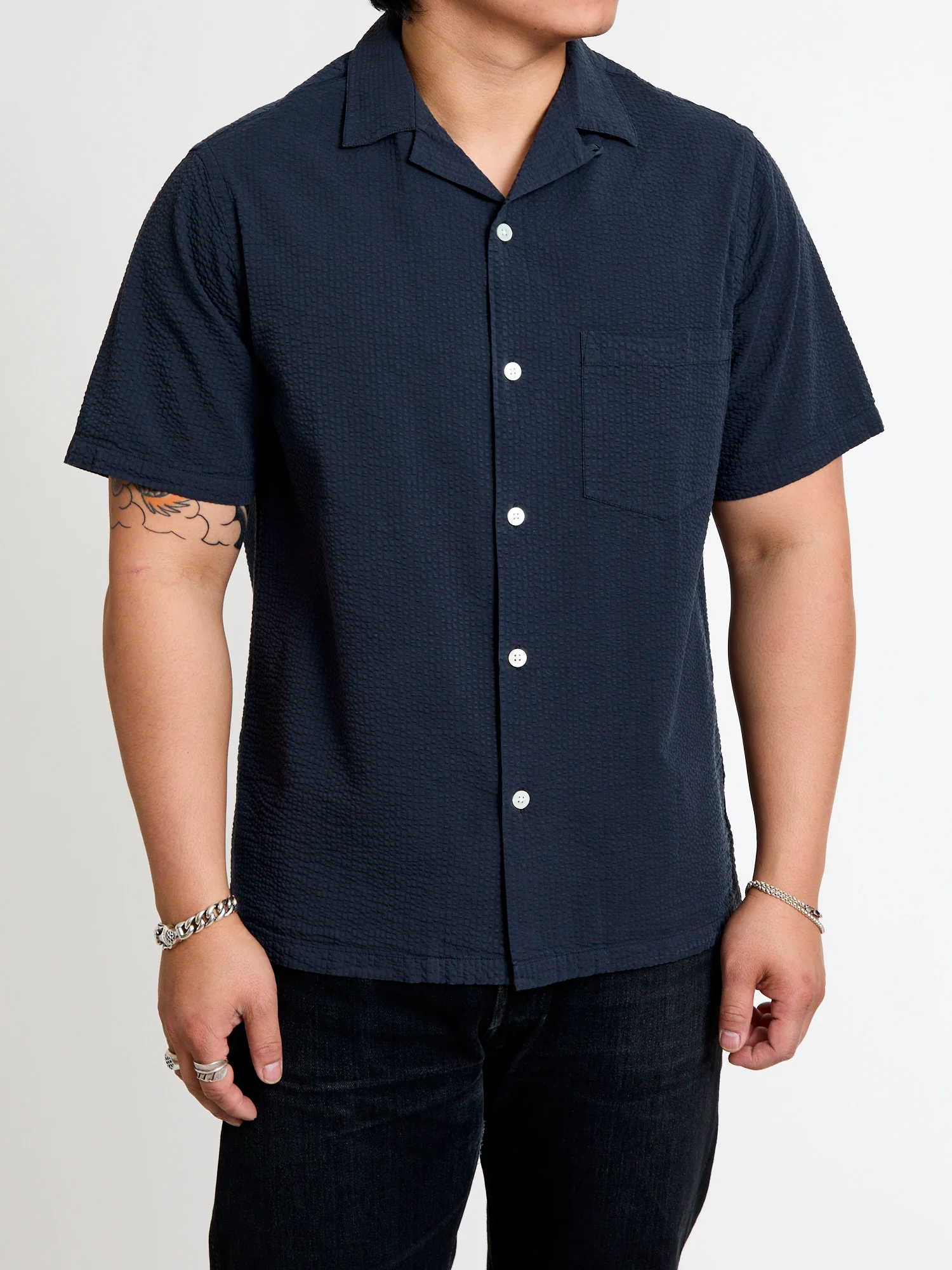 Atlantico Camp Collar Button-Up Shirt in Navy - Image 2