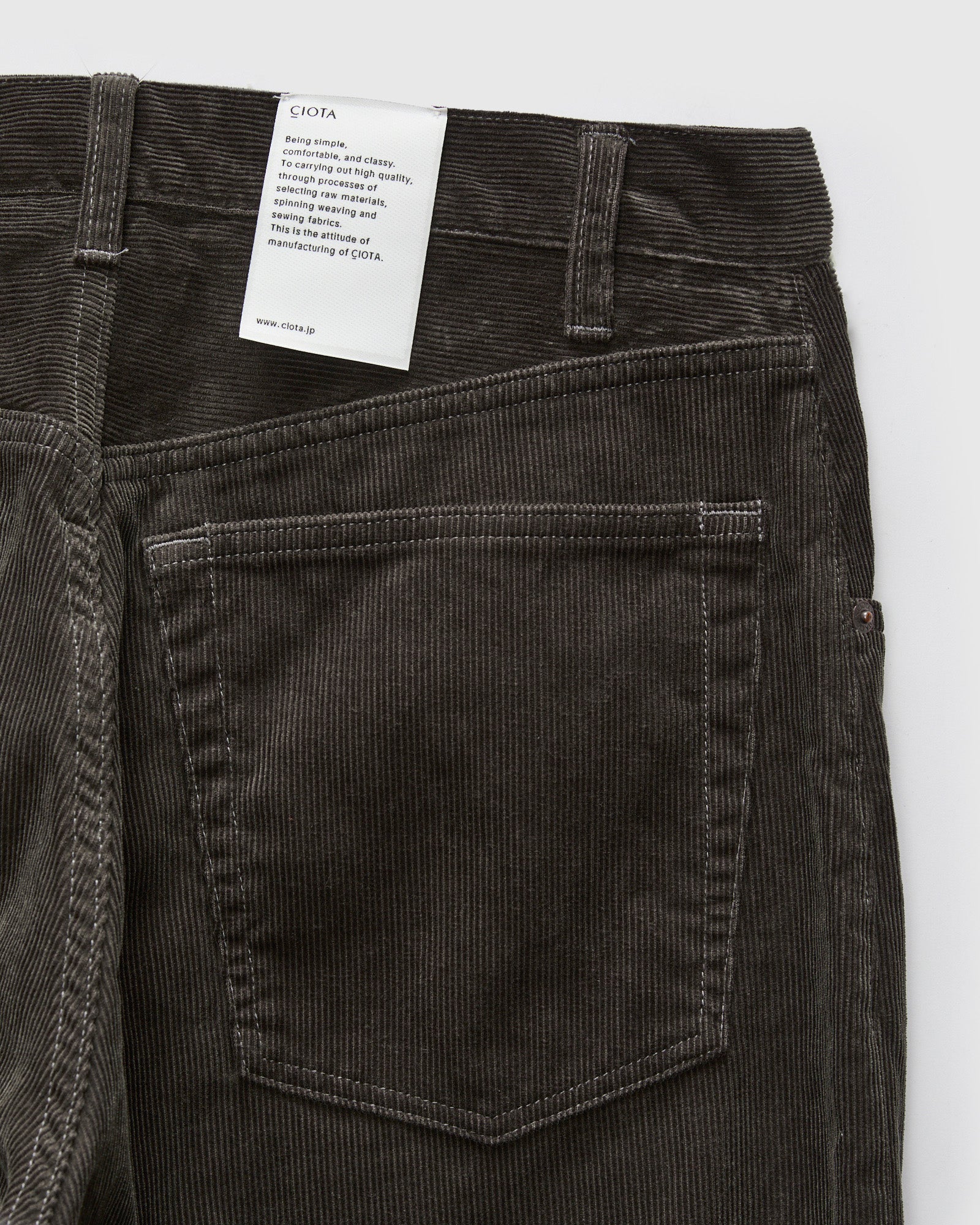 Baggy 5 Pocket Corduroy Pants in Charcoal Grey - Image 3