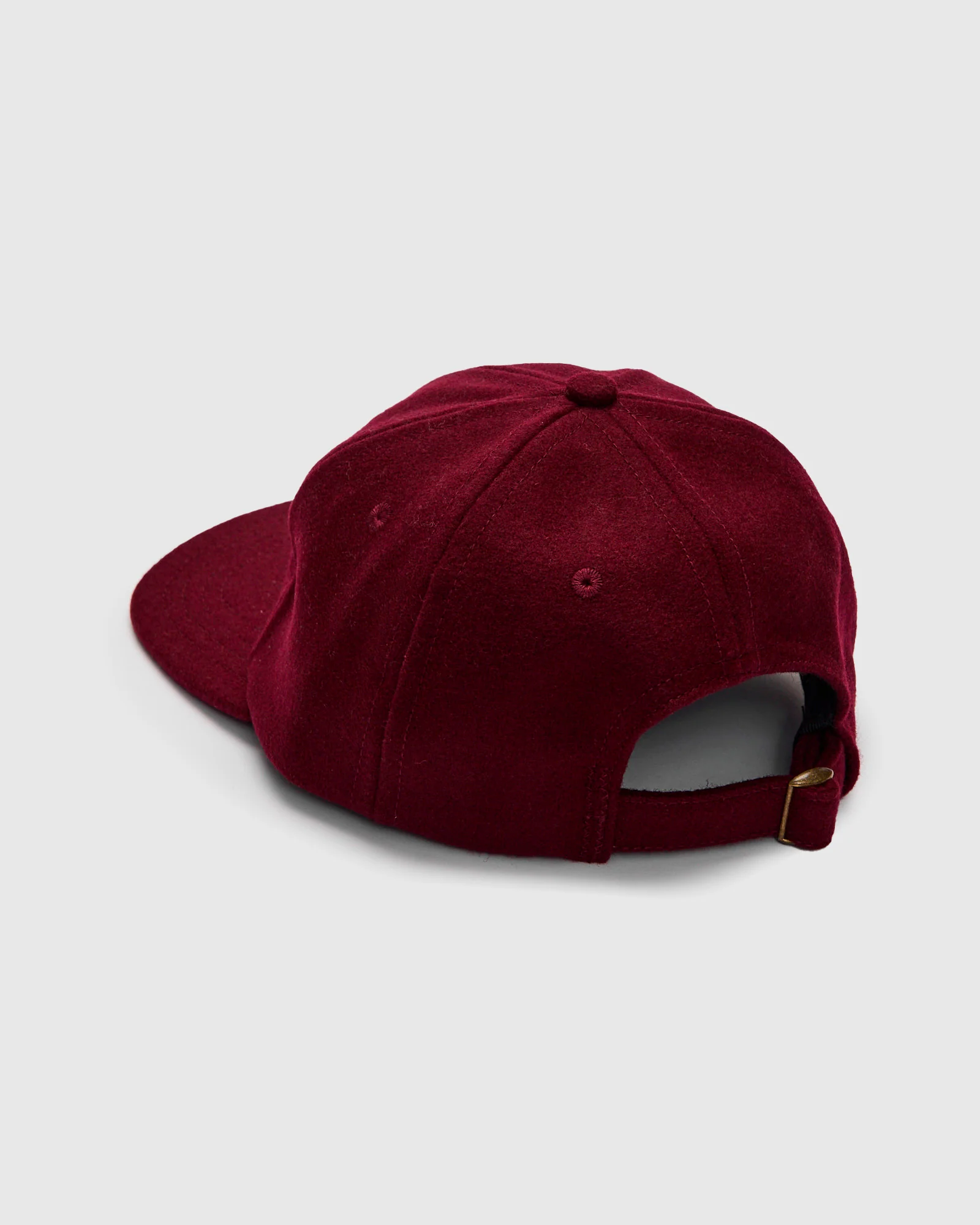 Baseball Hat in Burgundy Melton Wool - Image 2