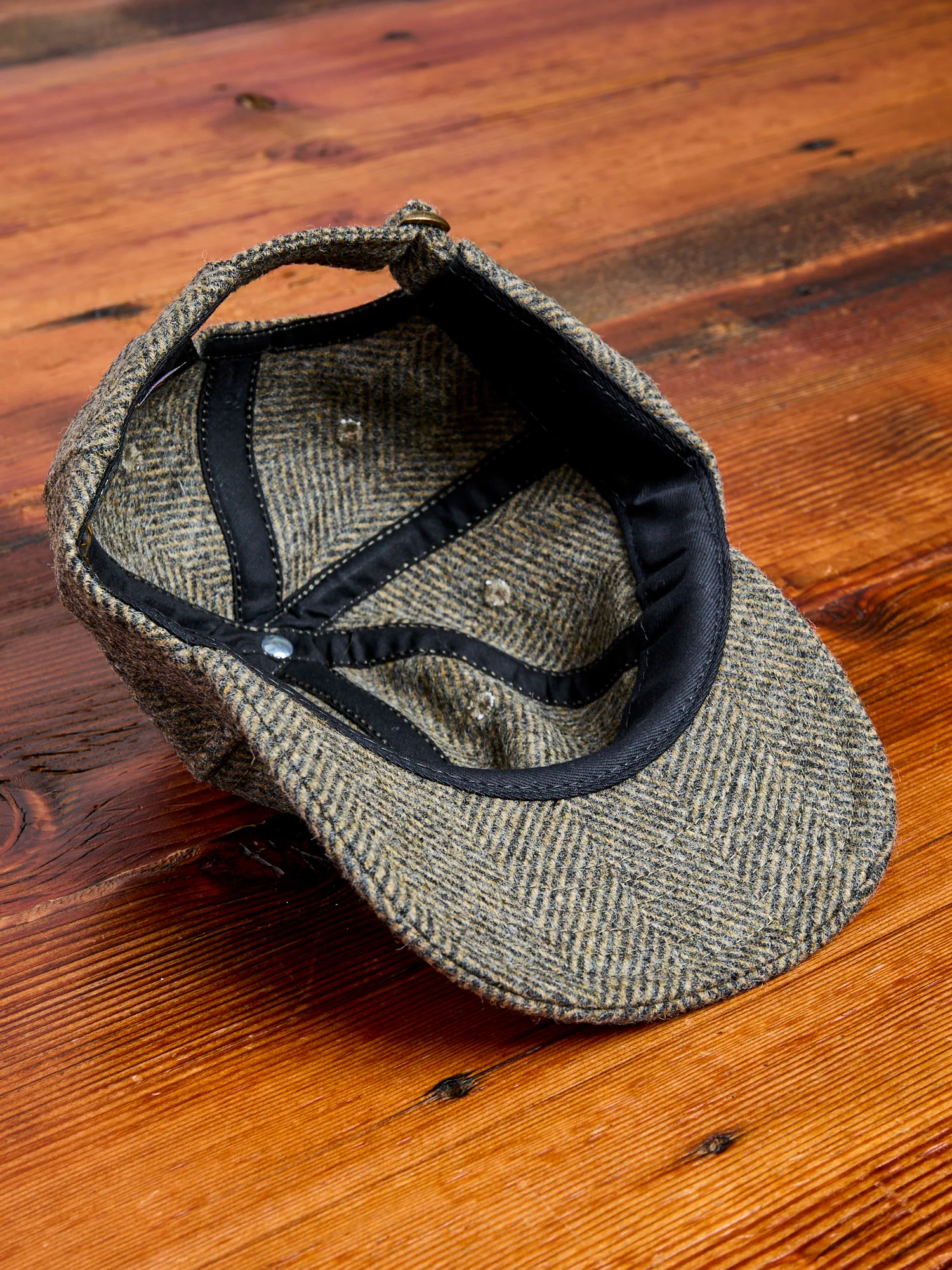 Baseball Hat in Warm Charcoal Herringbone Wool - Image 5