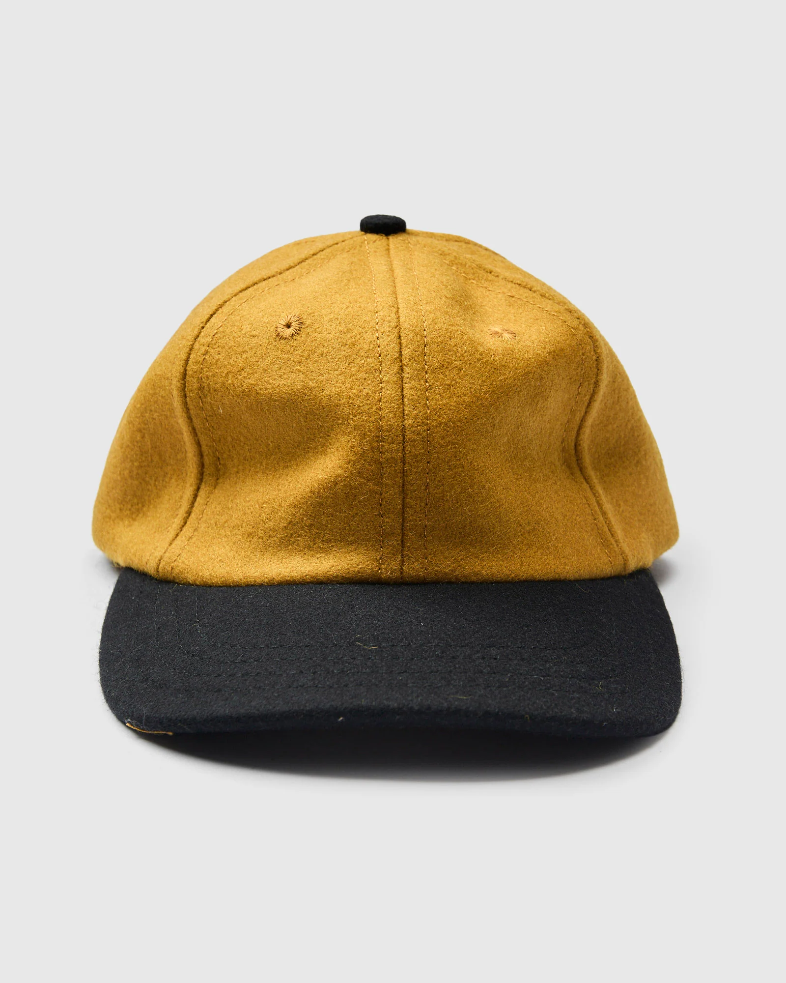 Baseball Hat in Wool Old Gold Black - Image 2