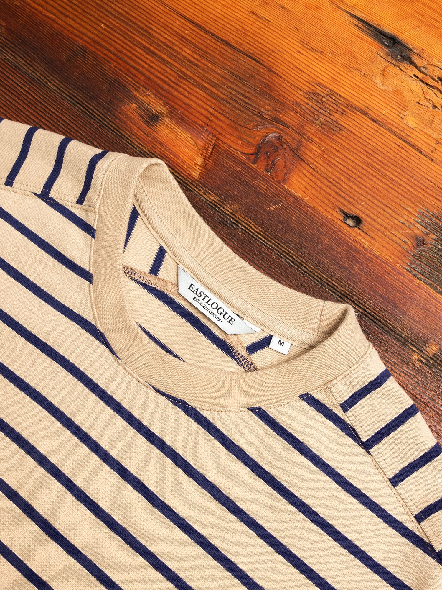 Basic Stripe T-Shirt in Beige/Purple - Image 3