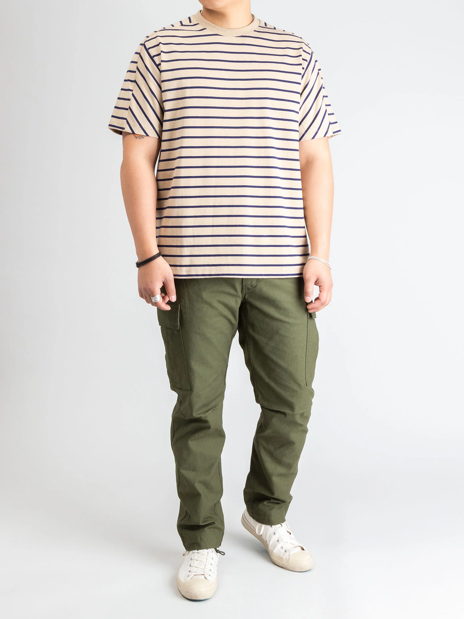 Basic Stripe T-Shirt in Beige/Purple - Image 6