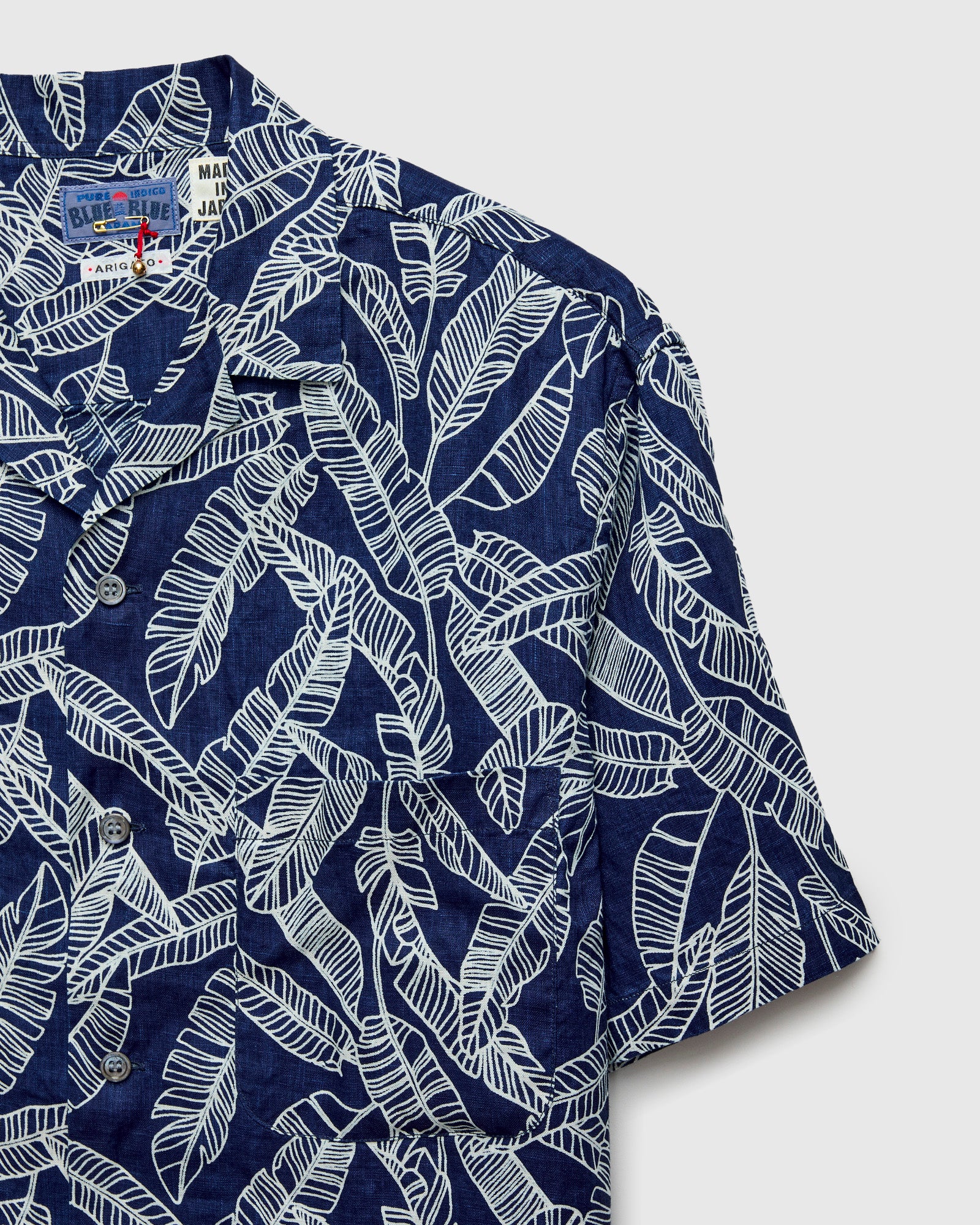 Bassen "Basho" Linen Aloha Shirt in Indigo - Image 4