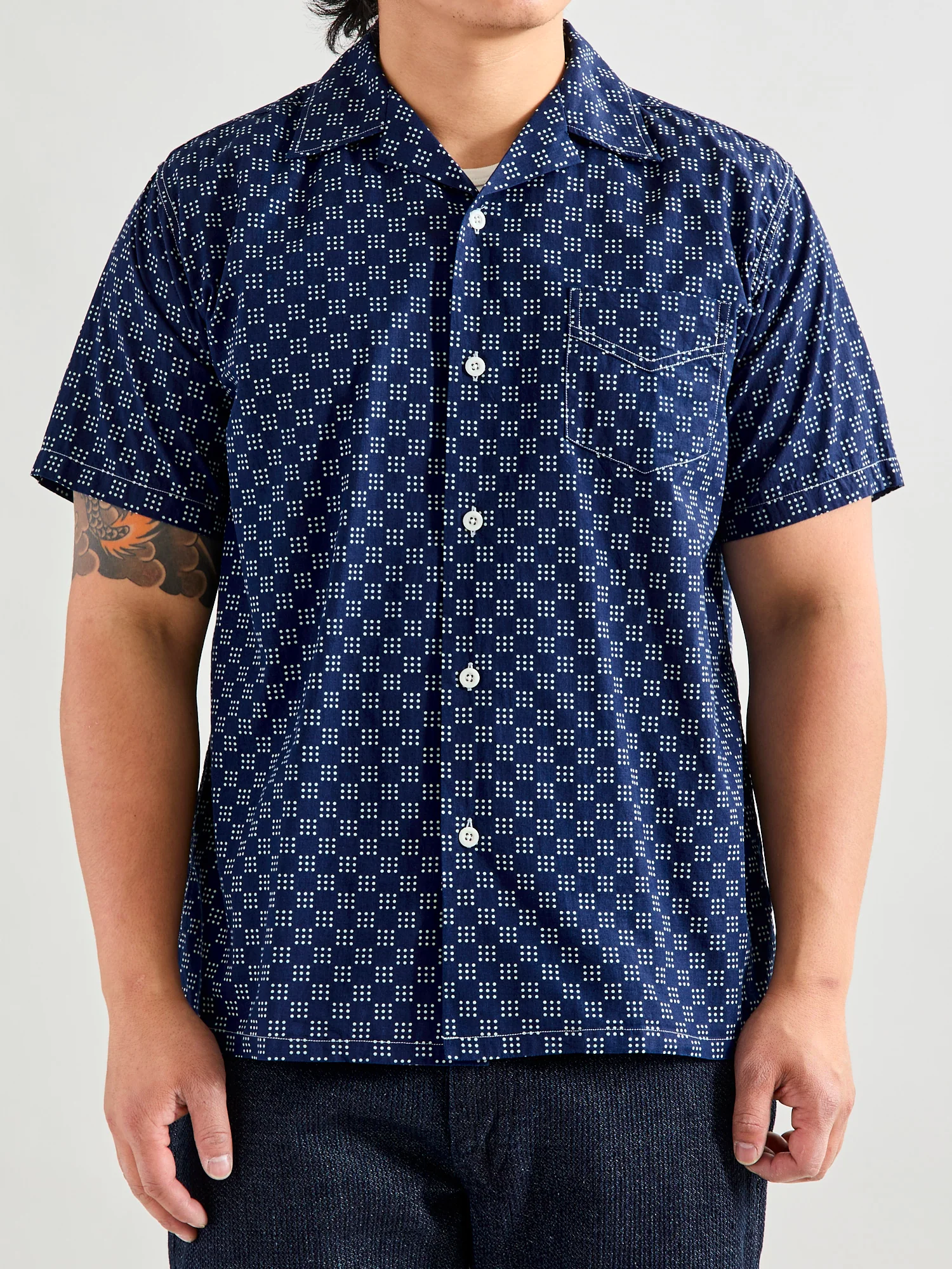 Bassen Hawaiian Shirt in Indigo Dot - Image 2