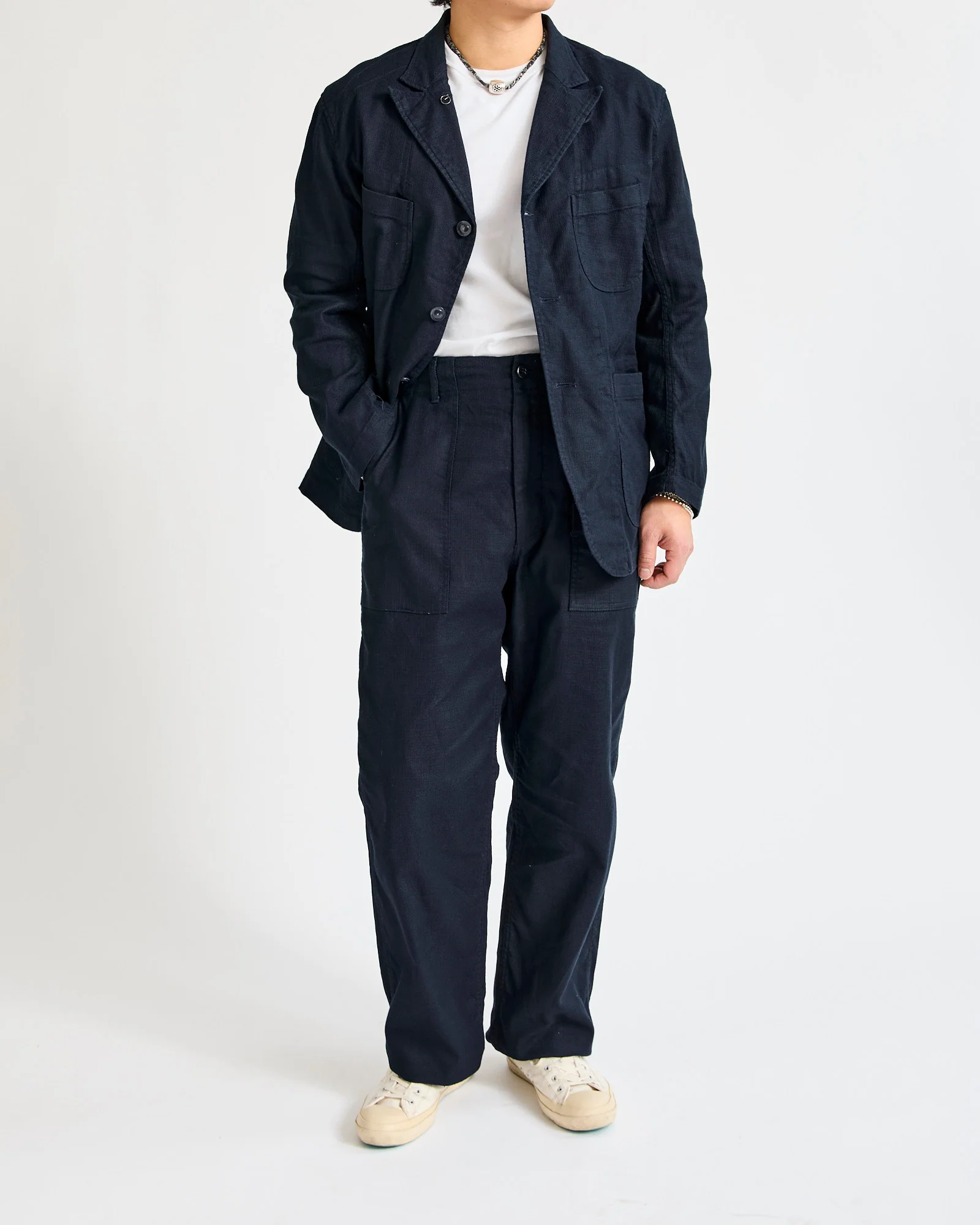 Bedford Jacket in Dark Navy Cotton Linen Java Cloth - Image 8