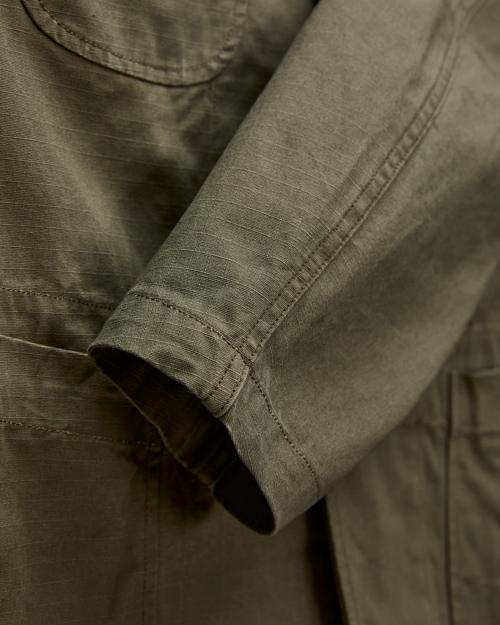 Bedford Jacket in Olive Heavyweight Cotton Ripstop - Image 7