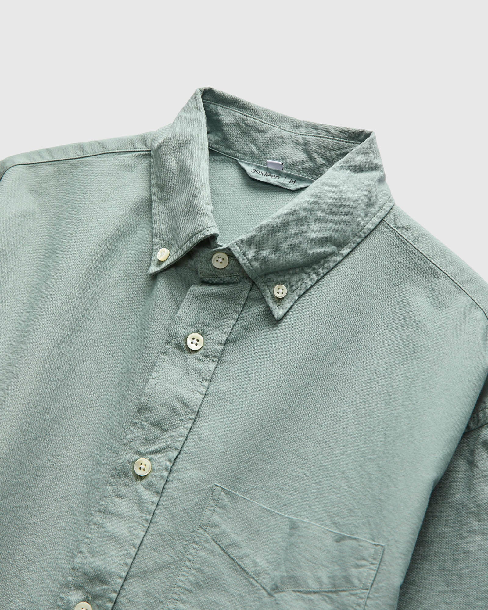 Big Oxford Shirt in Garment Dyed Eucalyptus - Image 4