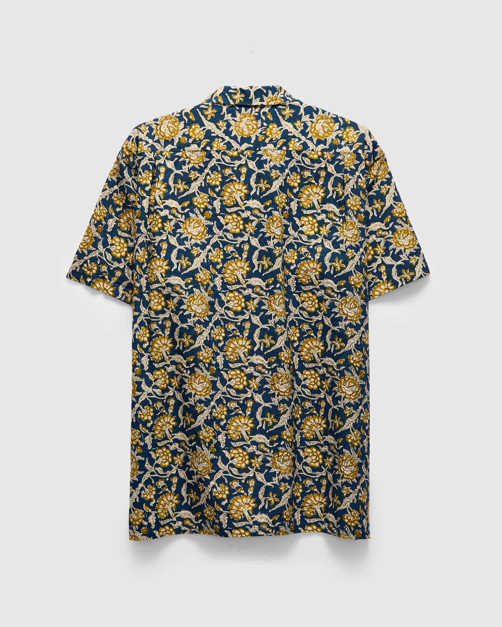 Block Print Open Collar Shirt in Blue - Image 3