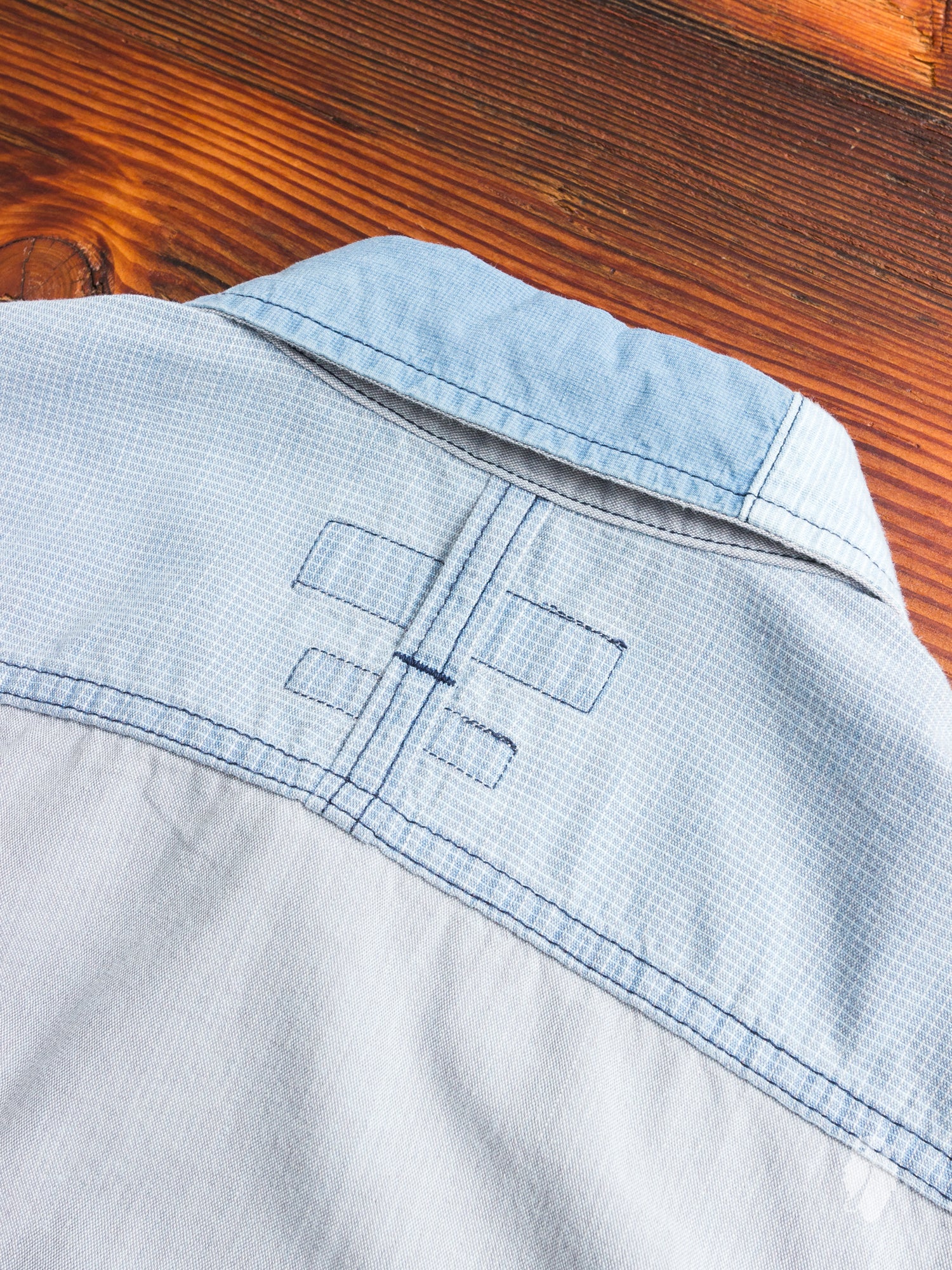 Boro Repair Button-Up Shirt in Washed Indigo - Image 9