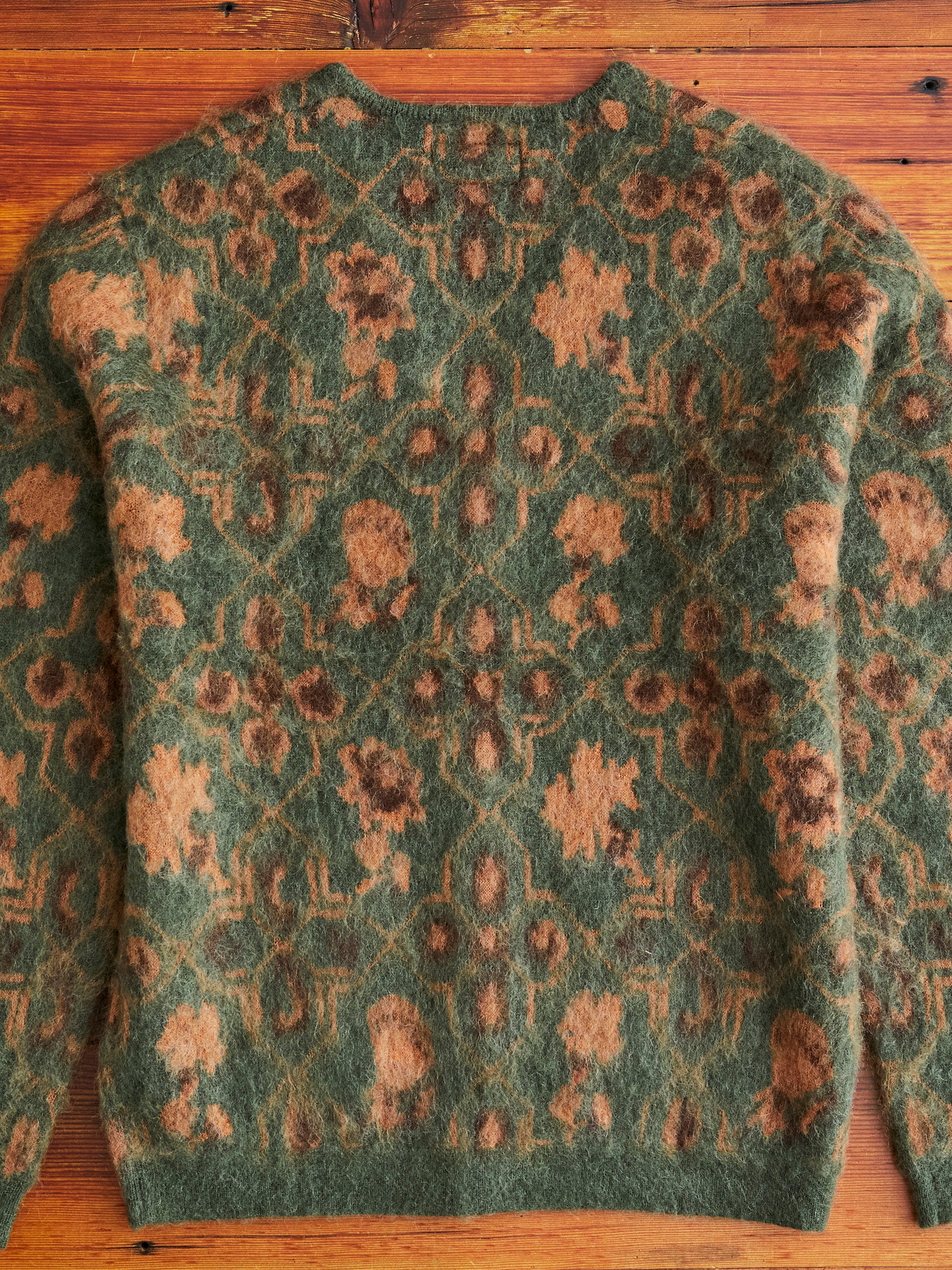 Botanical Pattern Jacquard Cardigan in Olive - Image 8