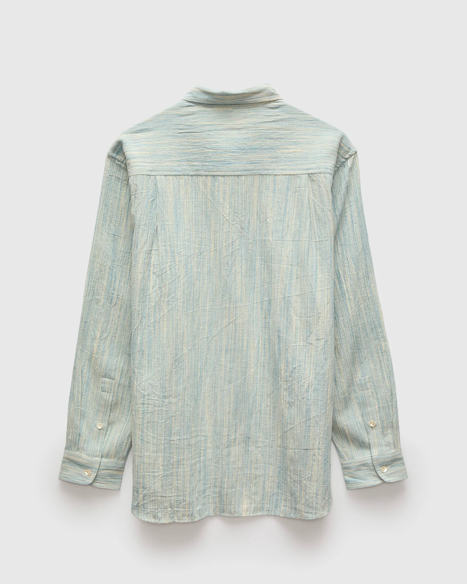 Handwoven Brook Shirt in Spacedye Light Indigo Stripe - Image 3