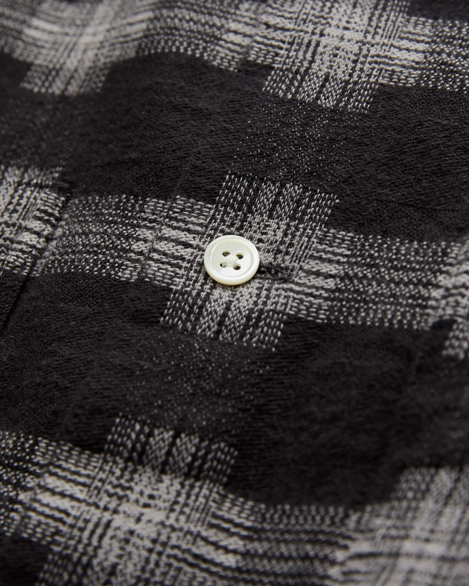 Brushed Satin Plaid Open Collar Shirt in Black - Image 4