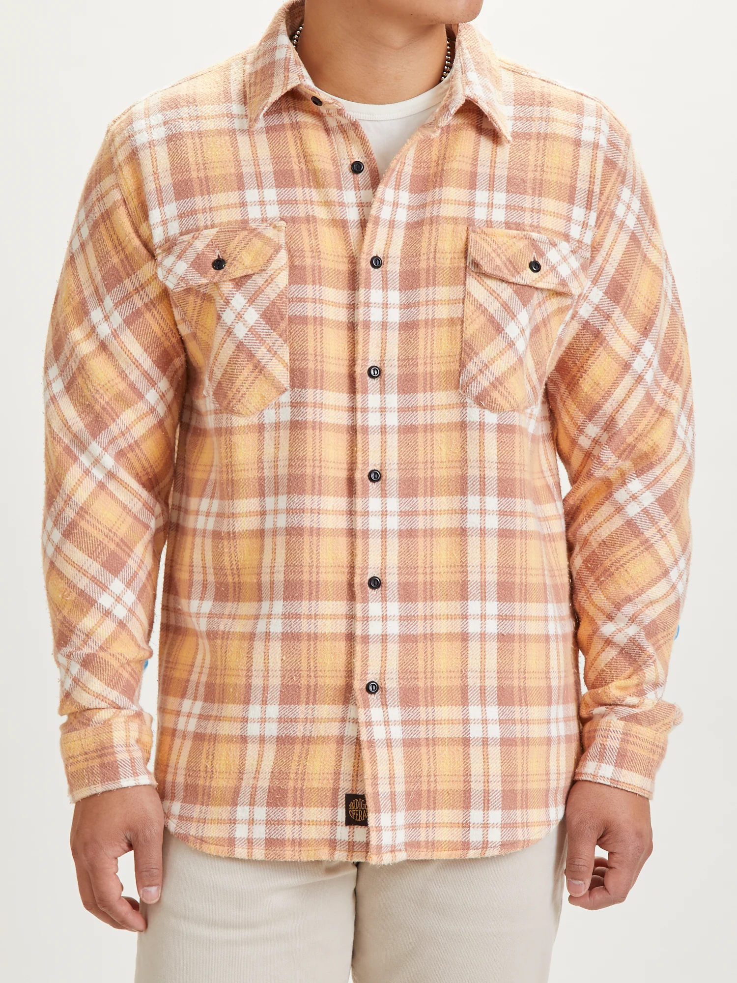 Bryson Flannel Shirt in Sunfaded Ochre - Image 2