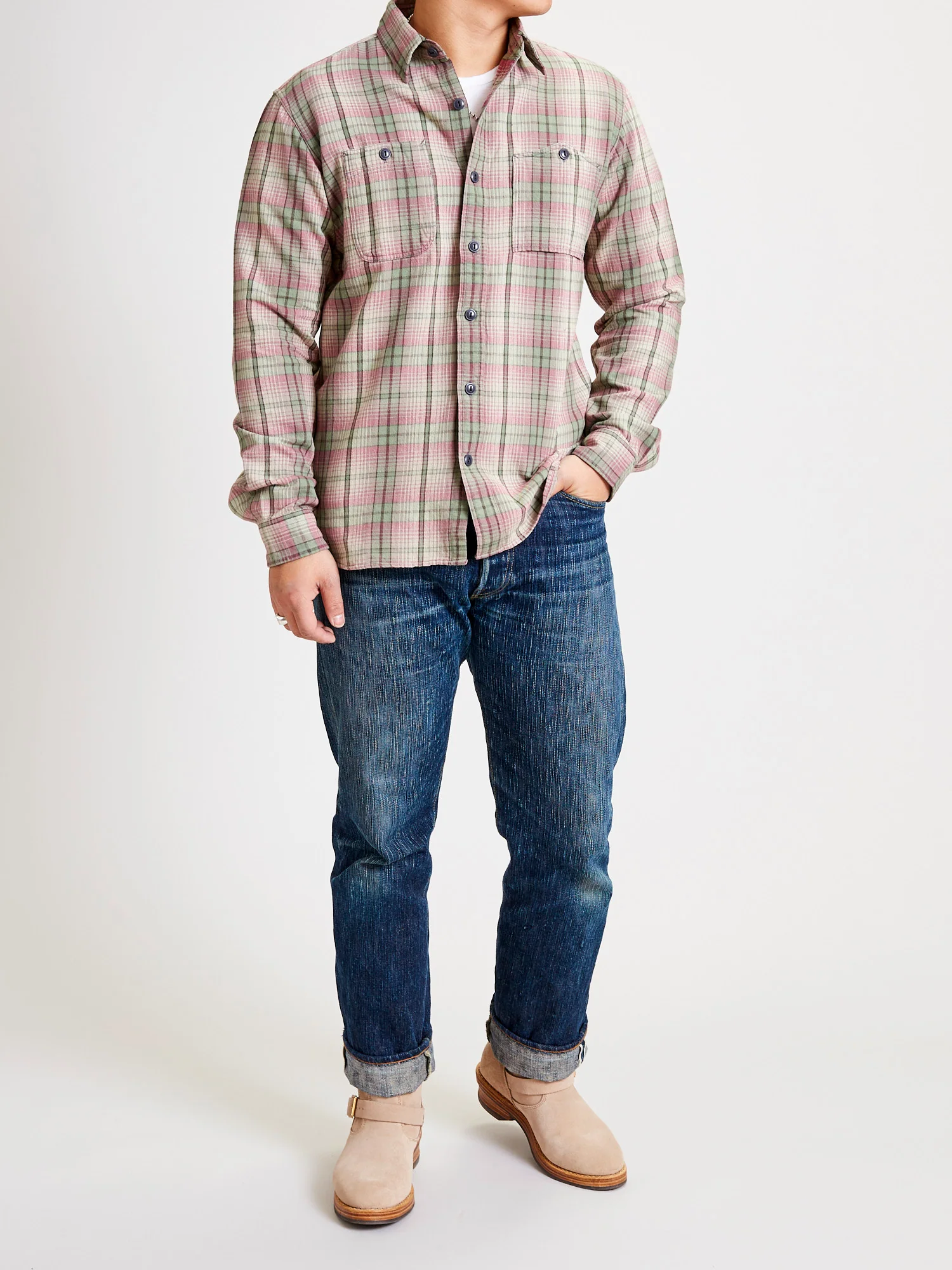 Butte Work Shirt in Sage/Pink - Image 9