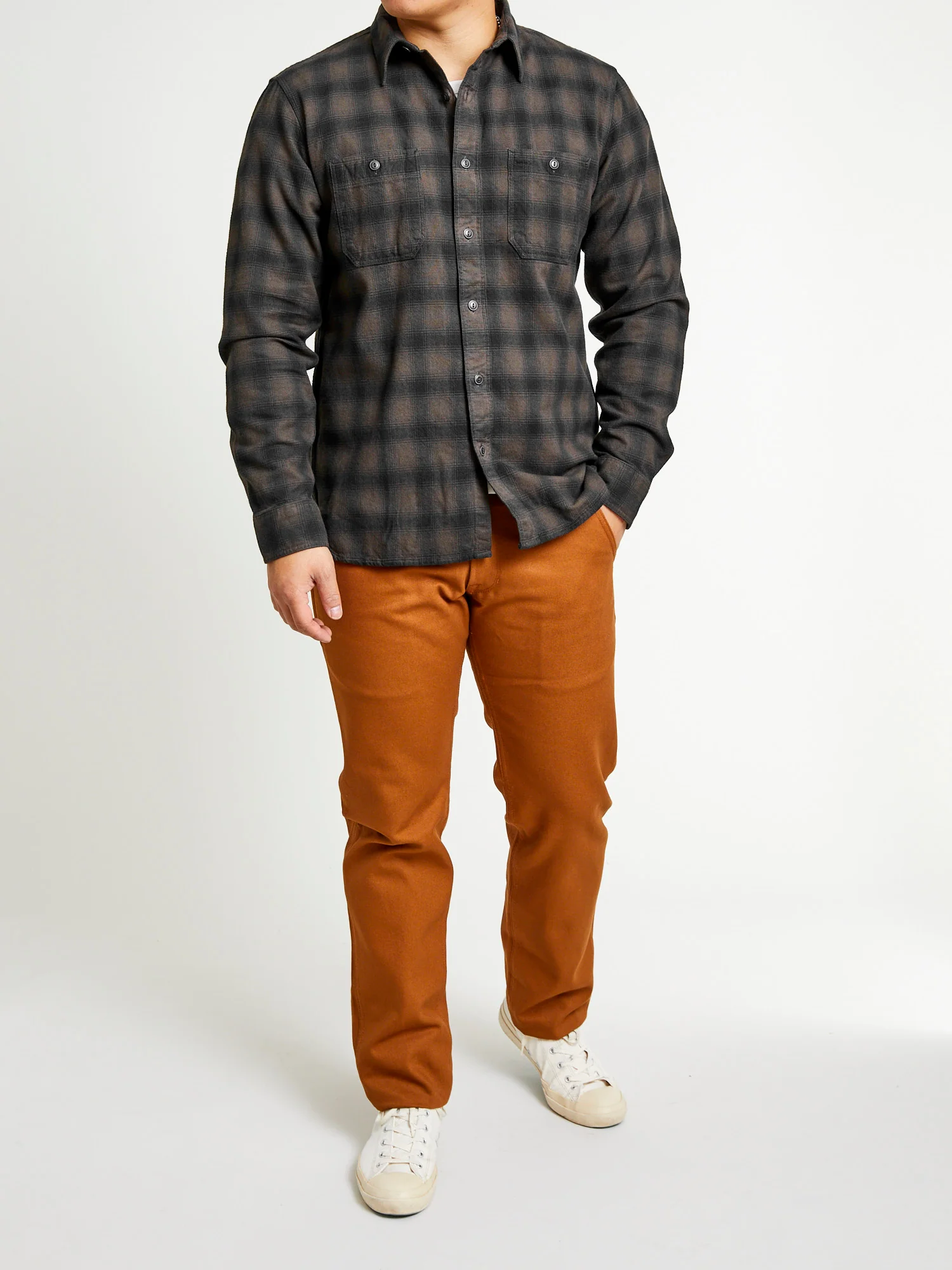 Cameron Canvas Workshirt in Black/Grey - Image 11