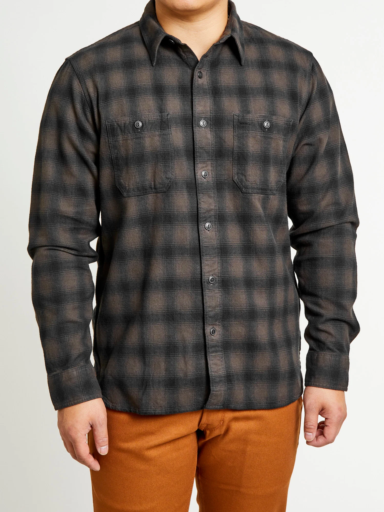 Cameron Canvas Workshirt in Black/Grey - Image 2