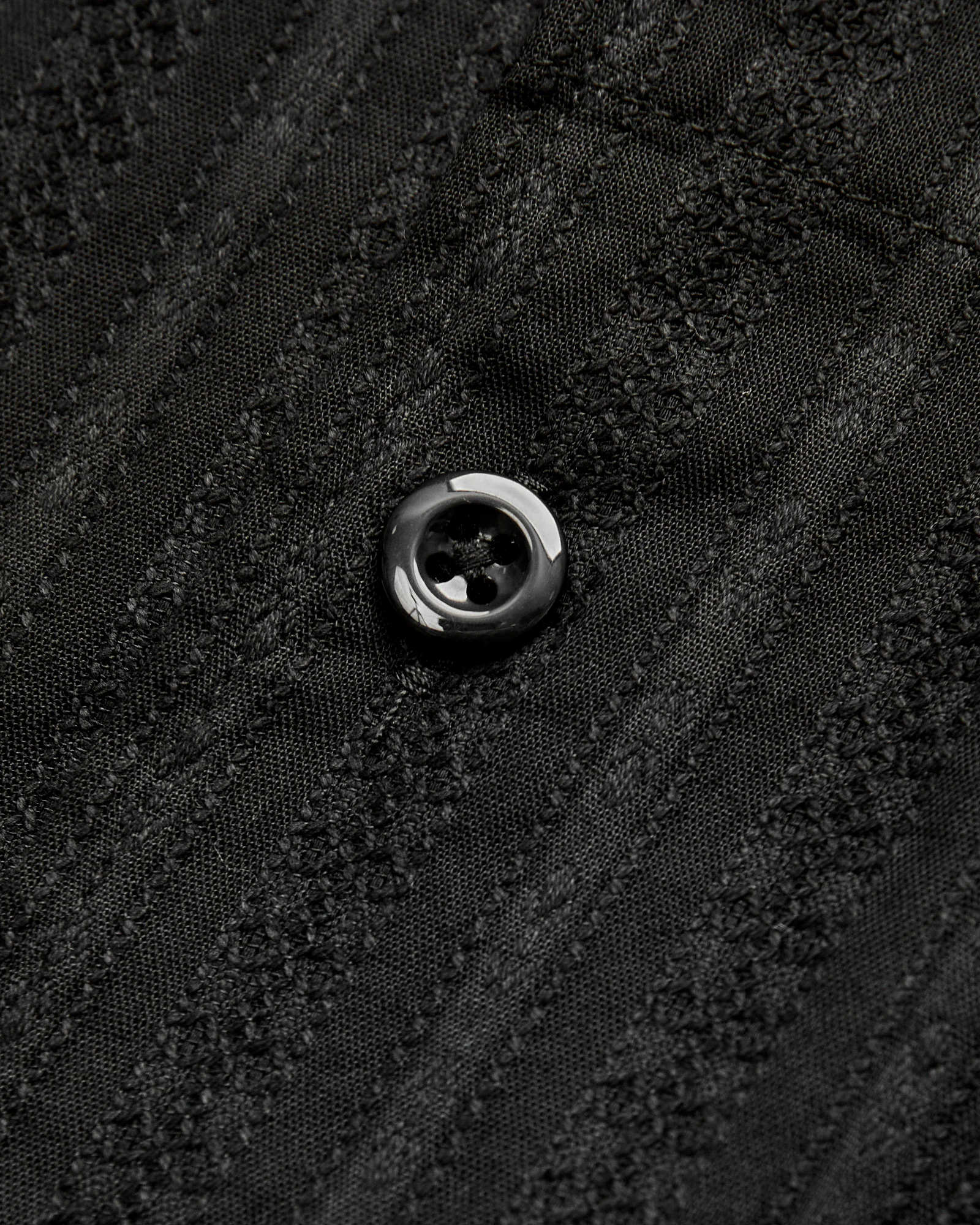 Camp Shirt in Black Cotton Lace Jacquard - Image 5