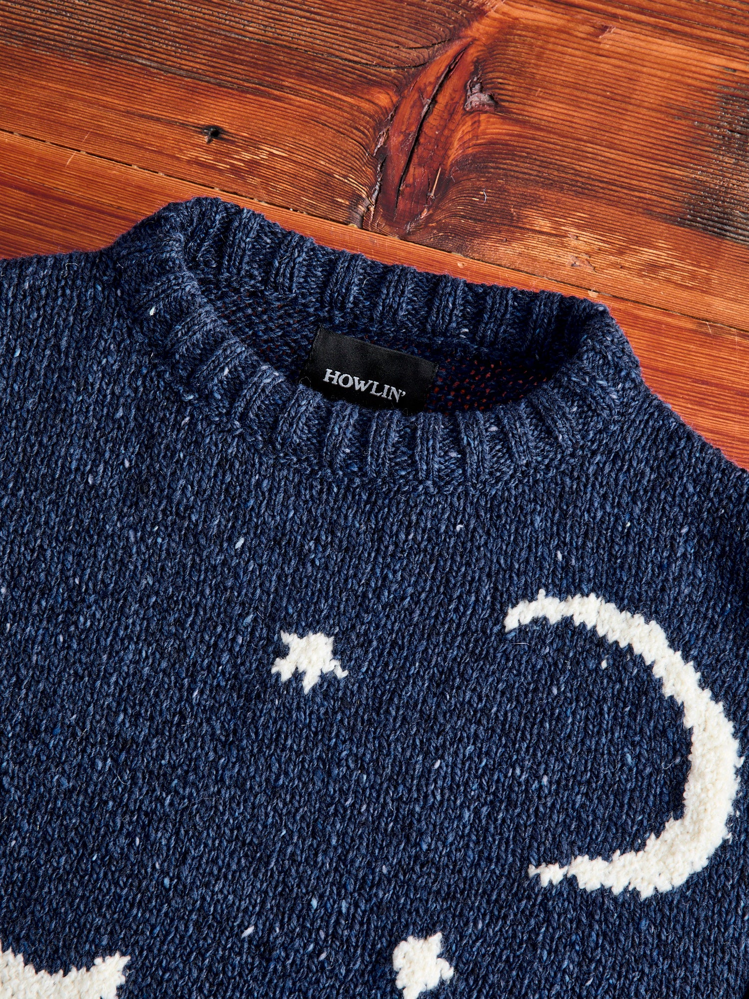 "Cats in Space" Wool Sweater in Blue - Image 3