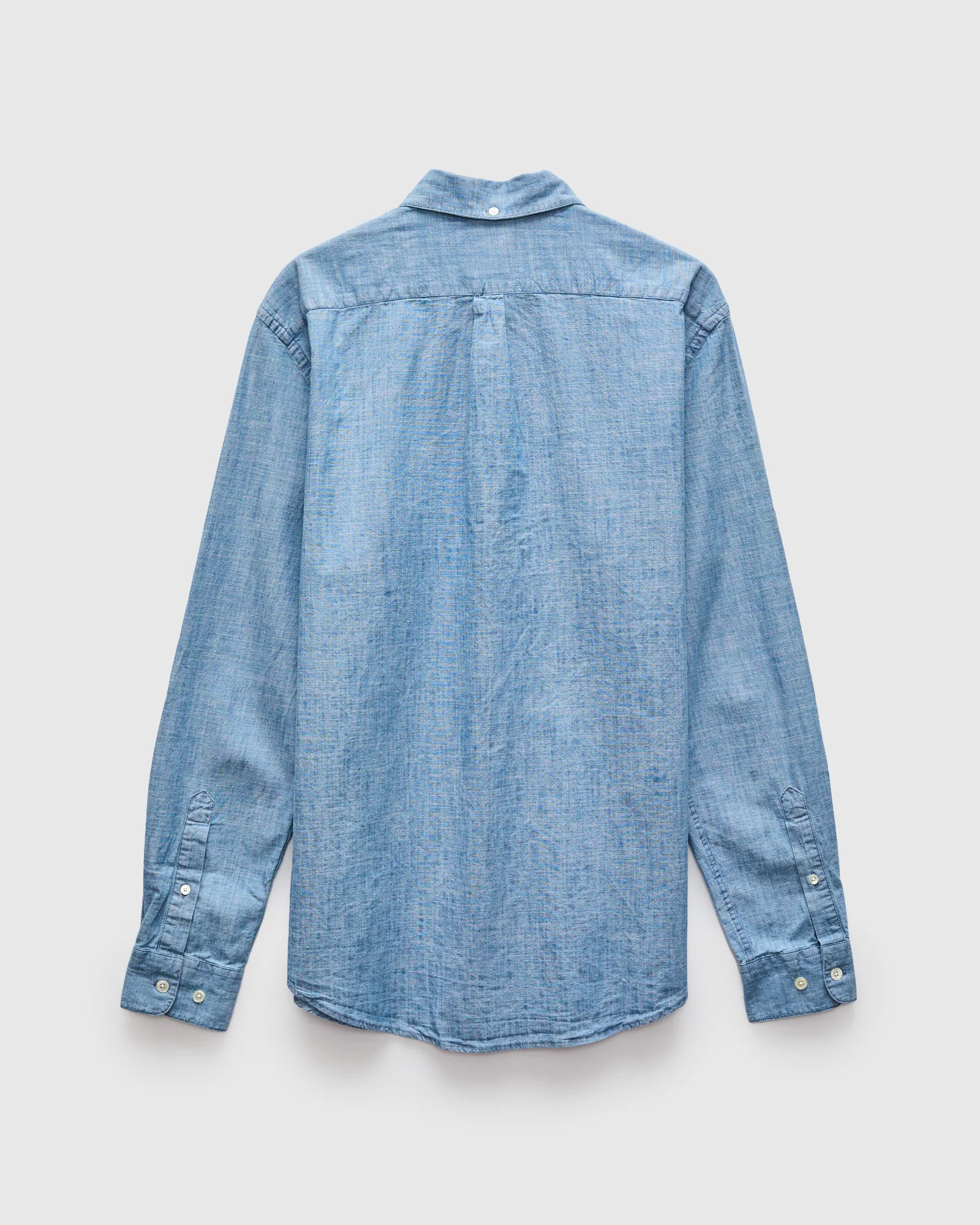 Chambray Button-Up Shirt in Blue - Image 3