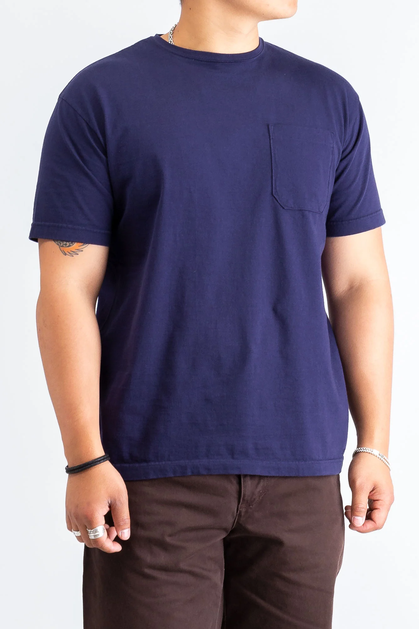 Chop Corner Pocket T-Shirt in Navy - Image 2