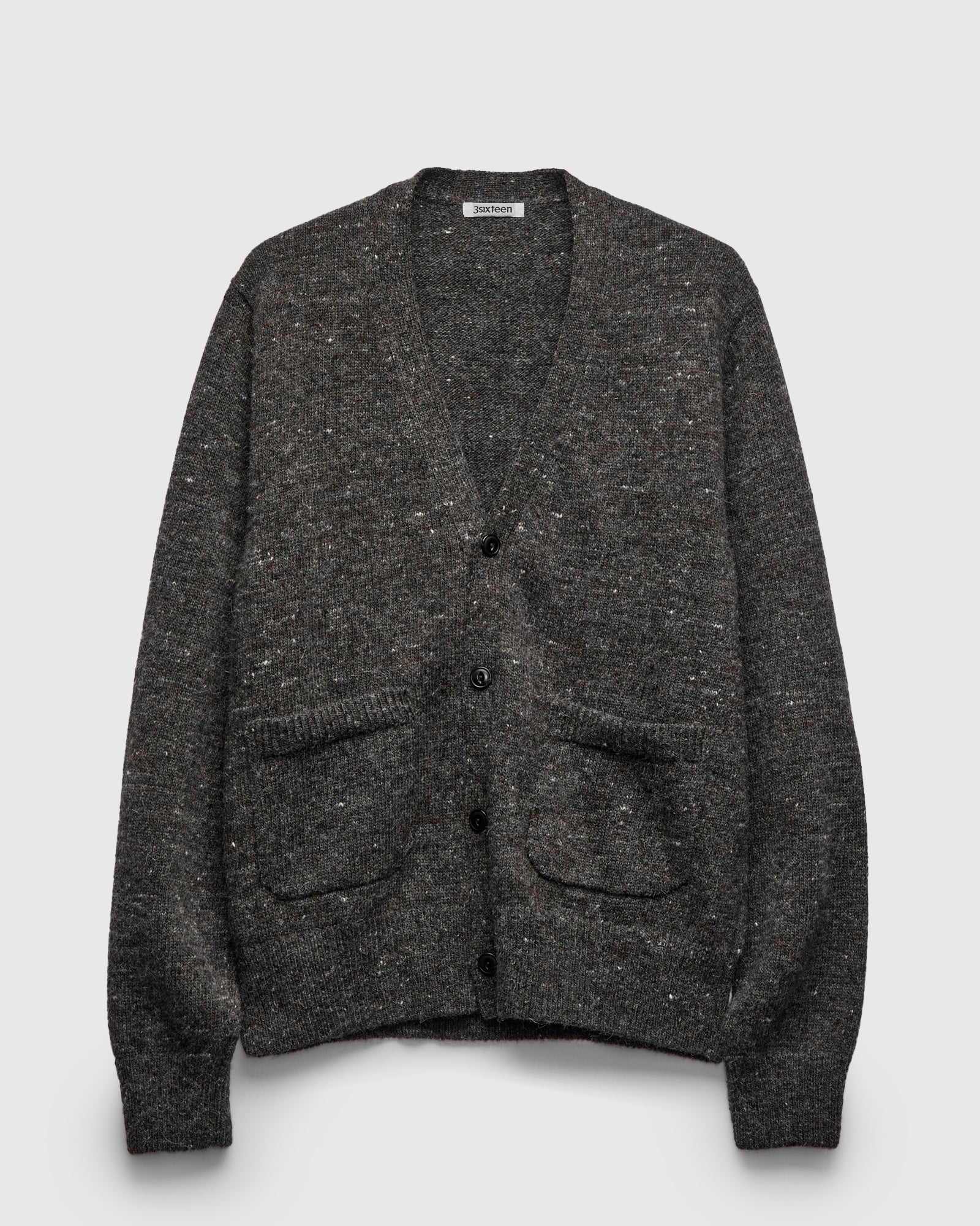 Alpaca Classic Cardigan in Pewter Tweed
