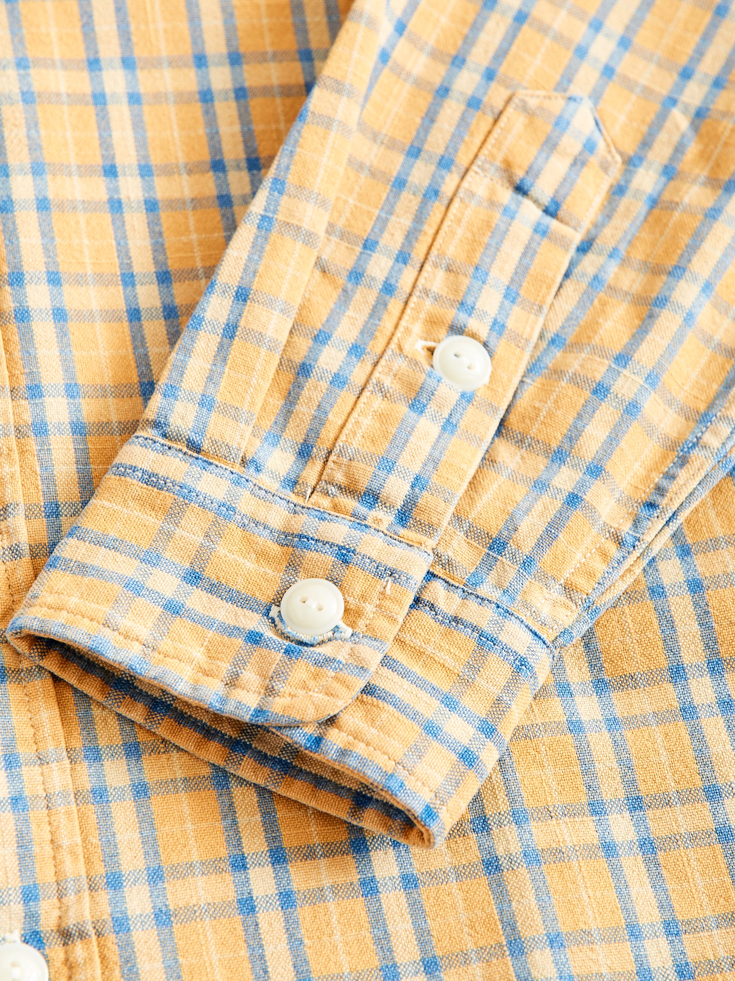 Cody Work Shirt in Tan/Indigo - Image 6