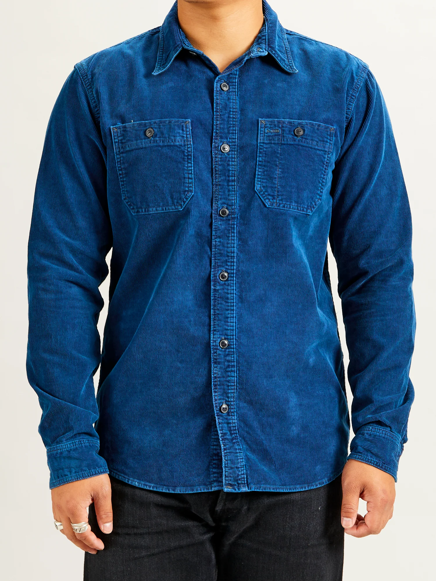 Cameron Corduroy Workshirt in Medium Indigo Wash - Image 2