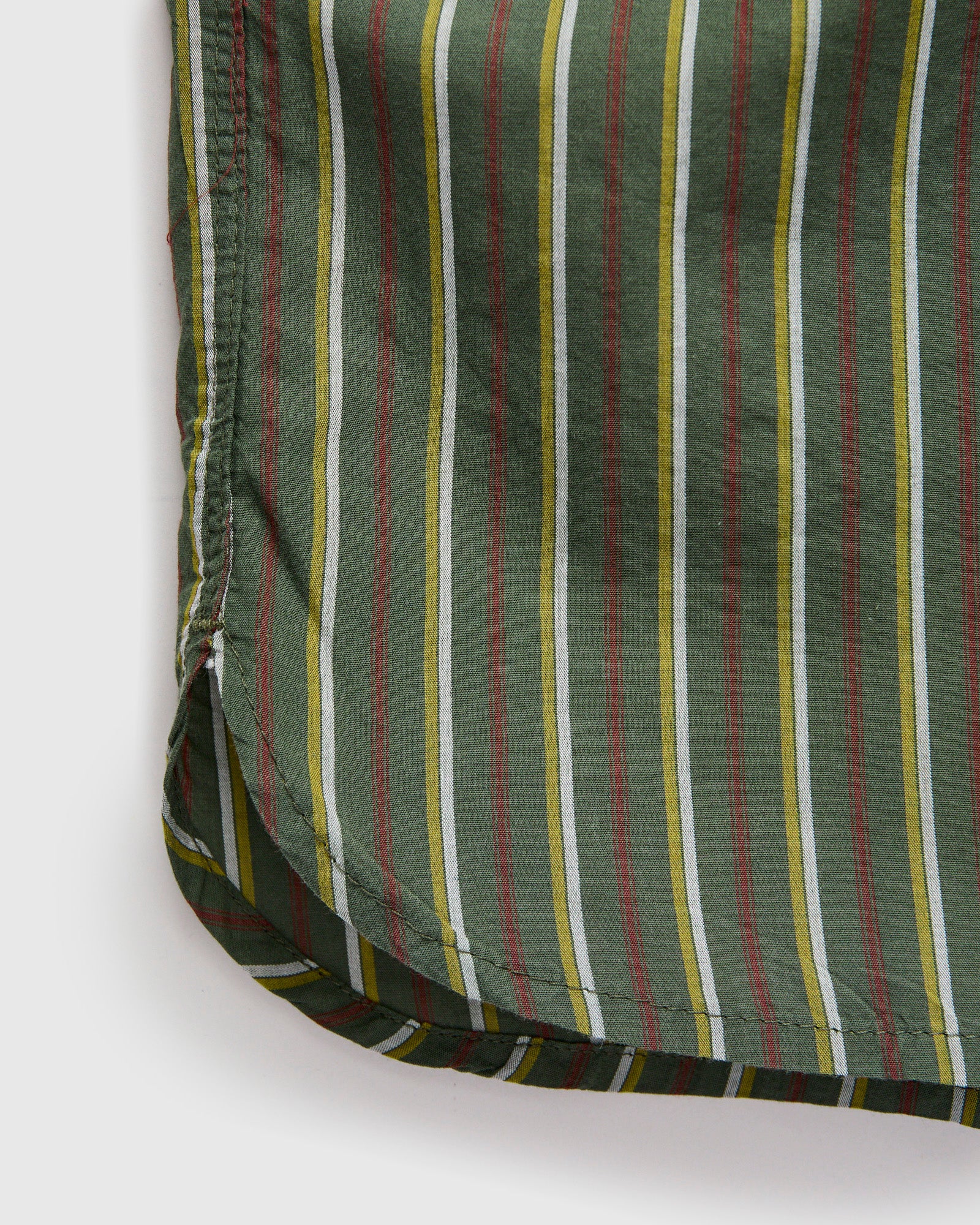 Cotton Silk Hawaiian Shirt in Olive Stripe - Image 6