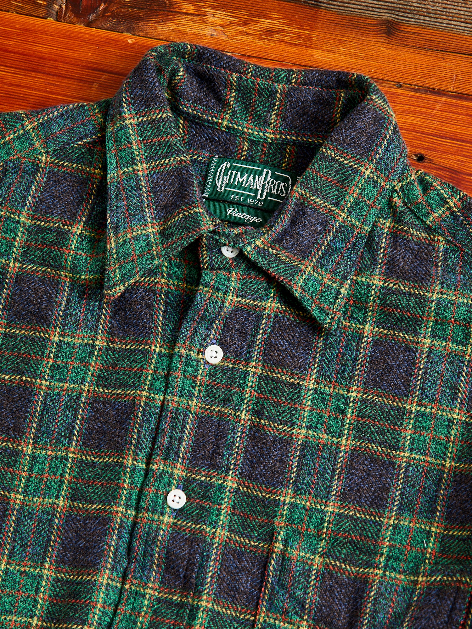 Cotton Tweed Check in Green - Image 3