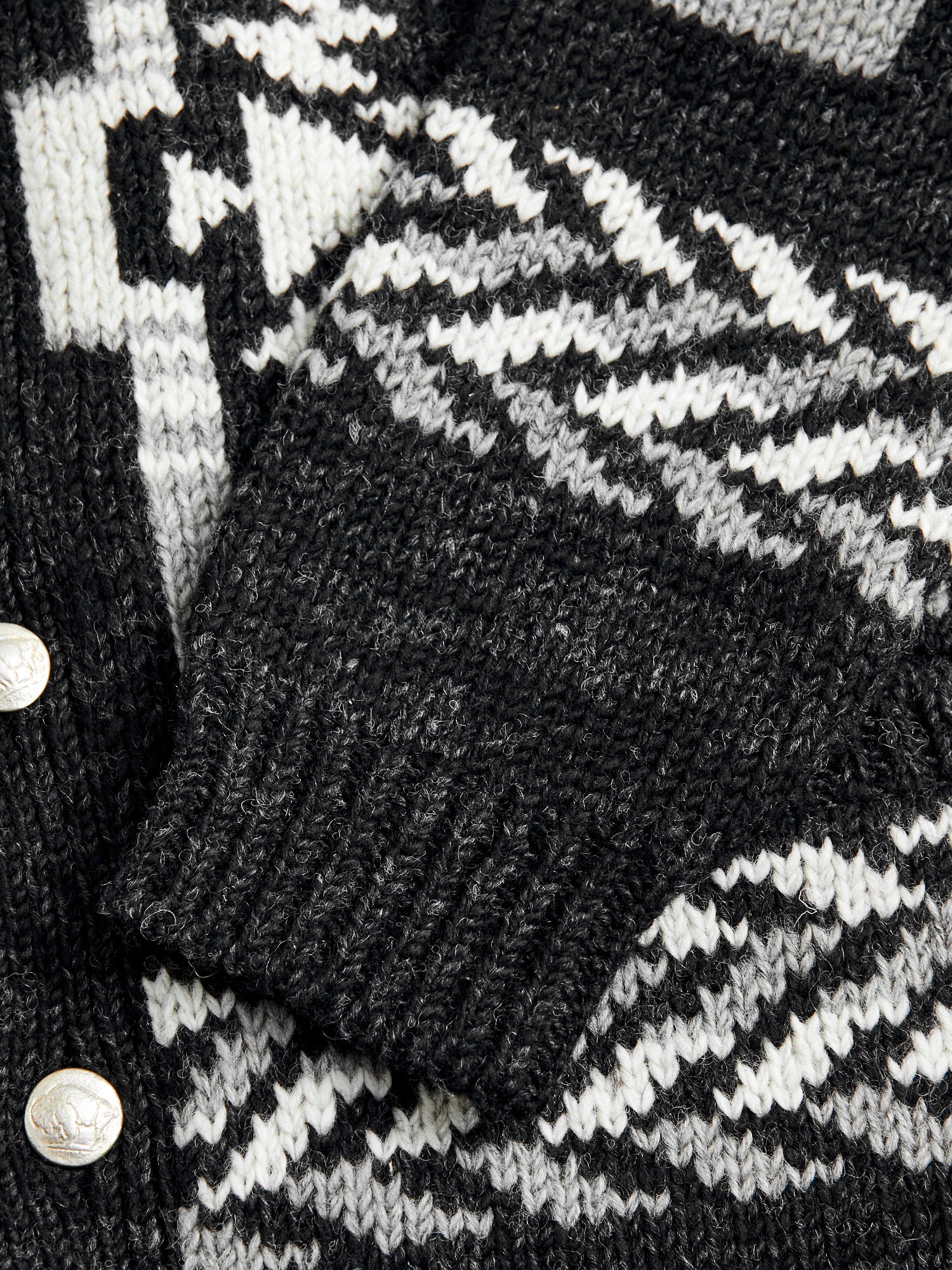 Cowichan Knit Cardigan Sweater in Black - Image 10
