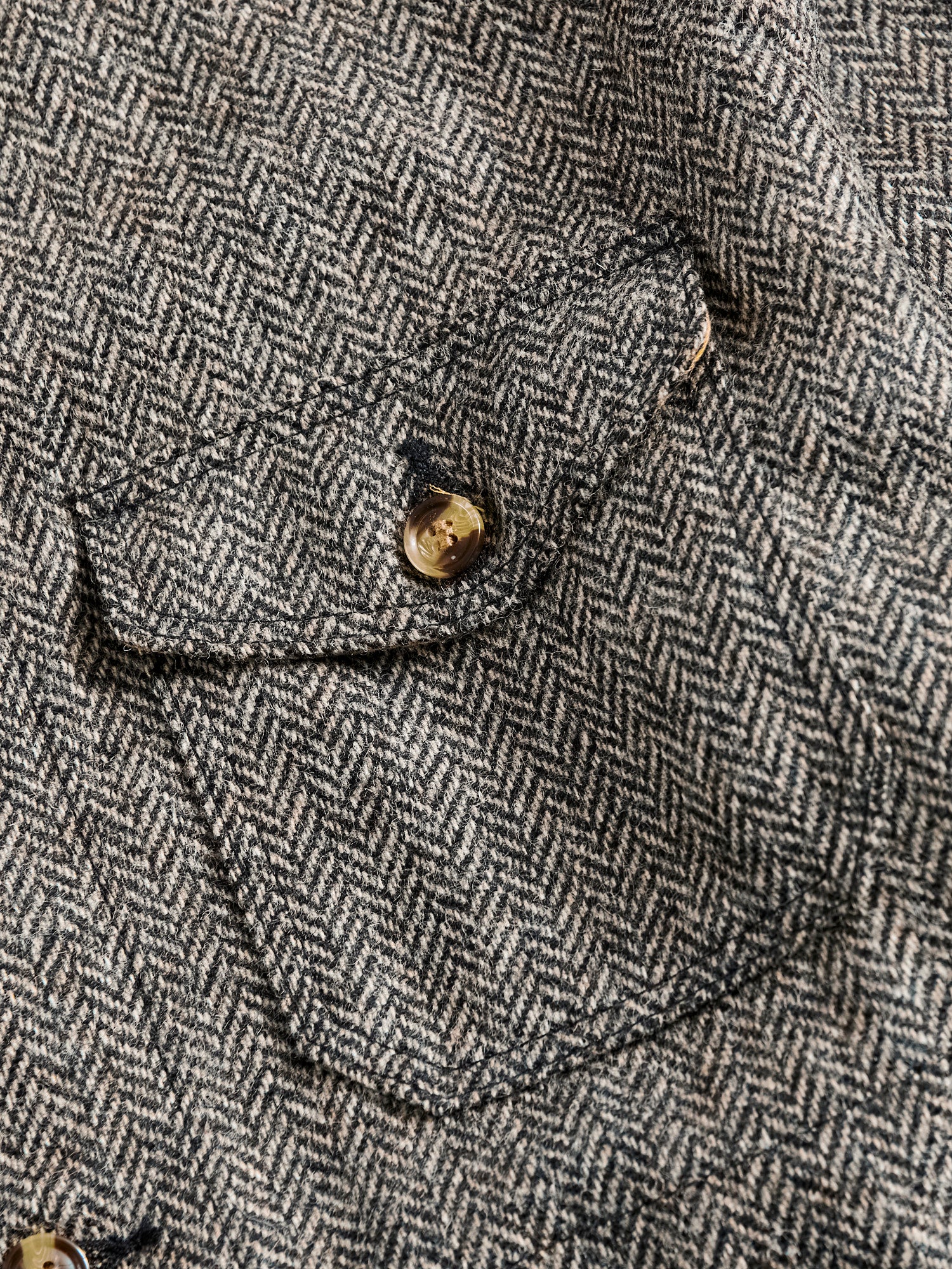 Crissman Overshirt in Black & Natural Herringbone - Image 4