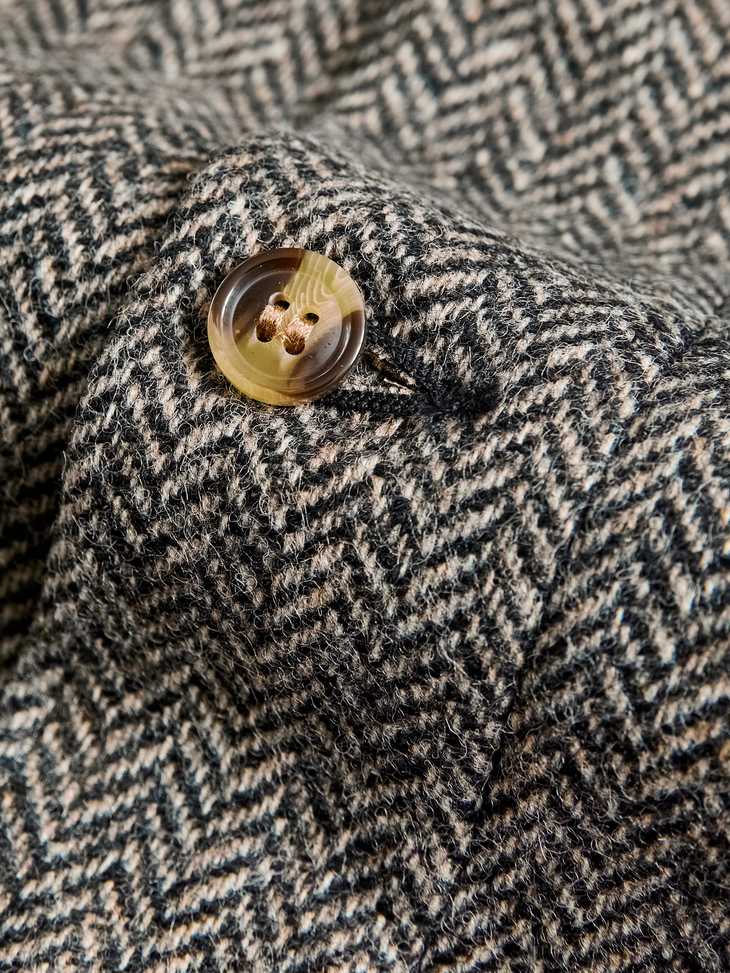 Crissman Overshirt in Black & Natural Herringbone - Image 6