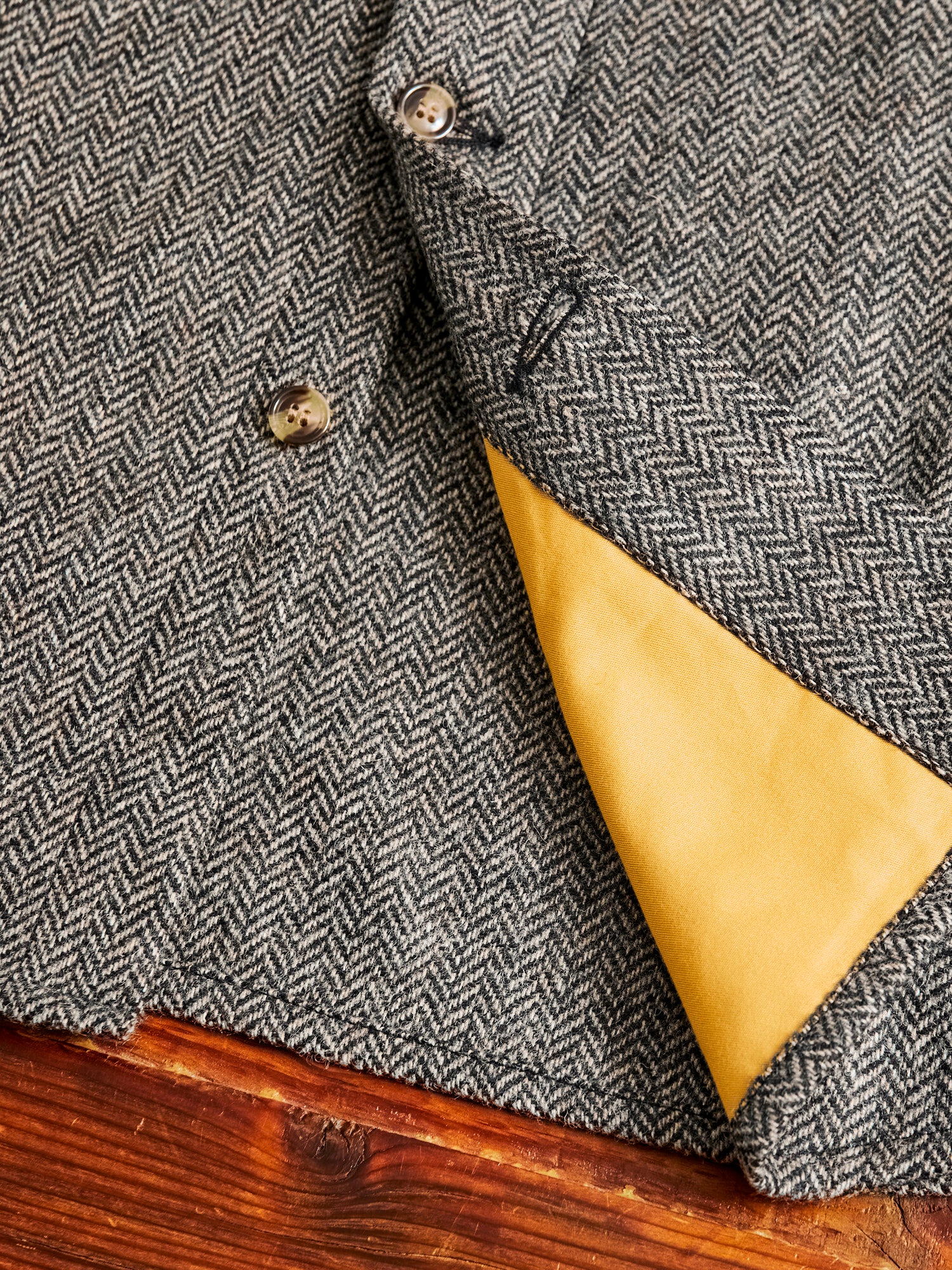 Crissman Overshirt in Black & Natural Herringbone - Image 7
