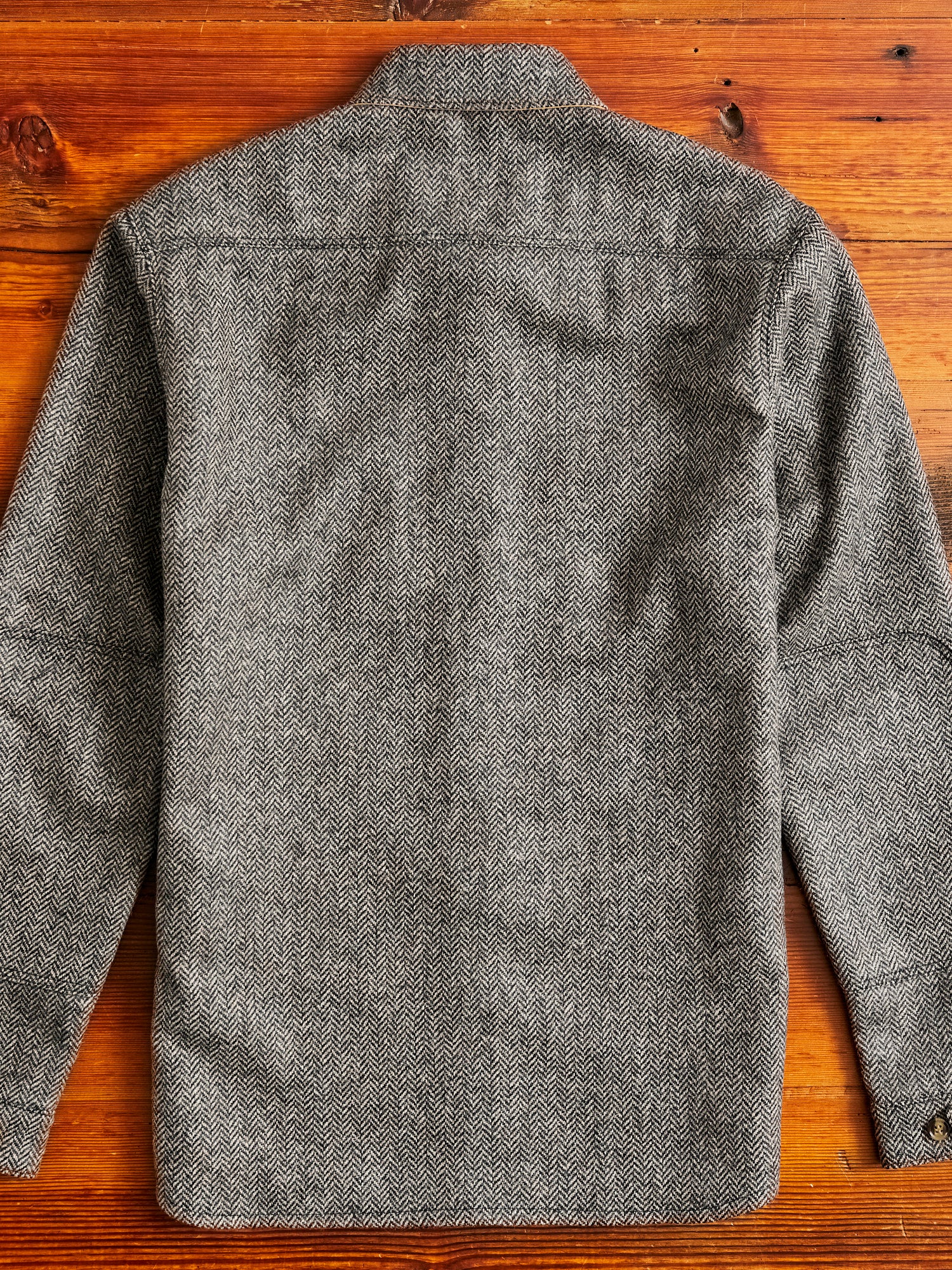 Crissman Overshirt in Black & Natural Herringbone - Image 9