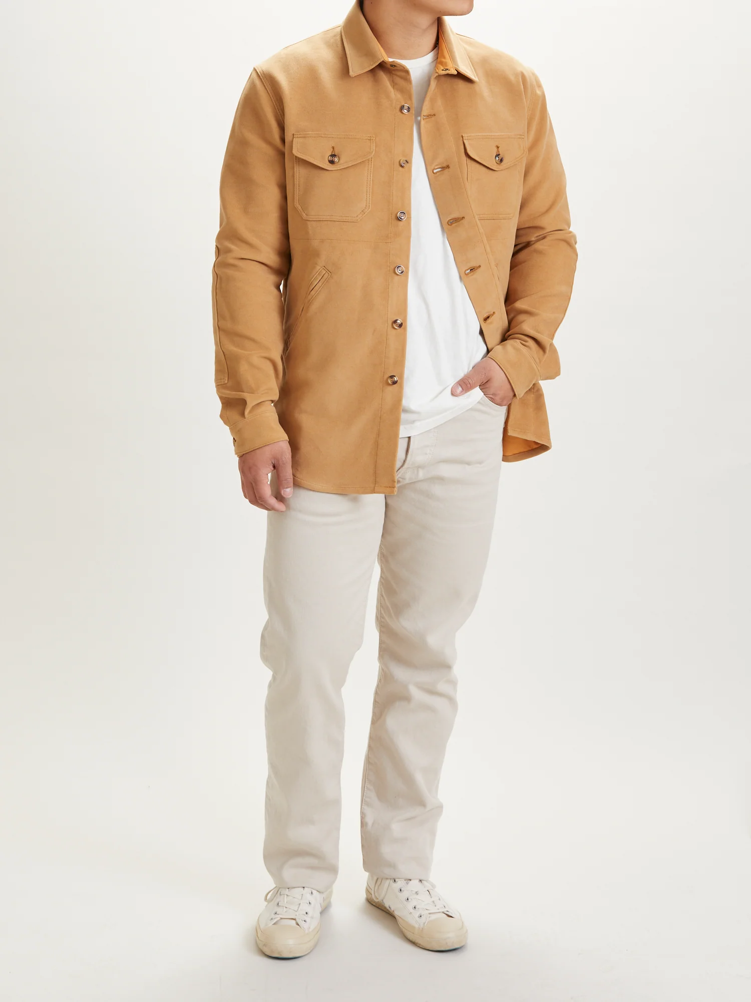 Crissman Overshirt in Camel Moleskin - Image 10