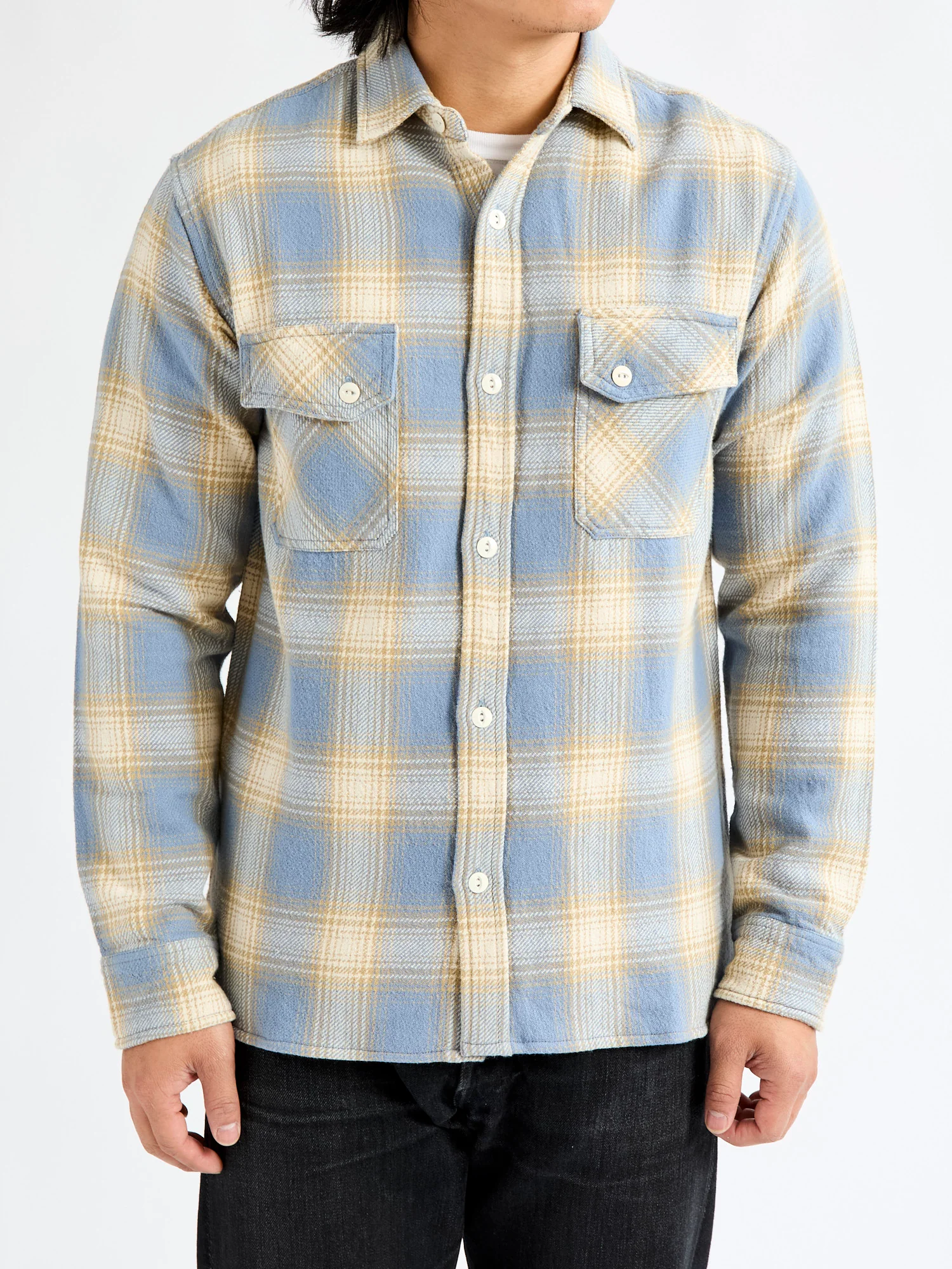 Crosscut Flannel in Powder Blue - Image 2