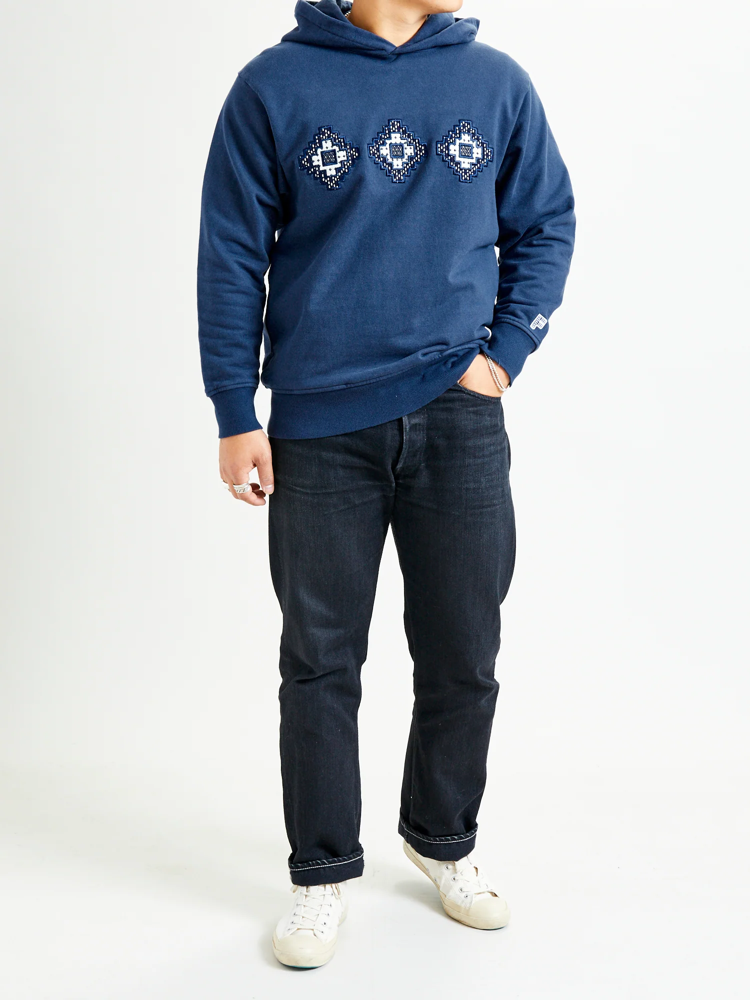 Crosspatches Pullover Hoodie in Indigo - Image 10