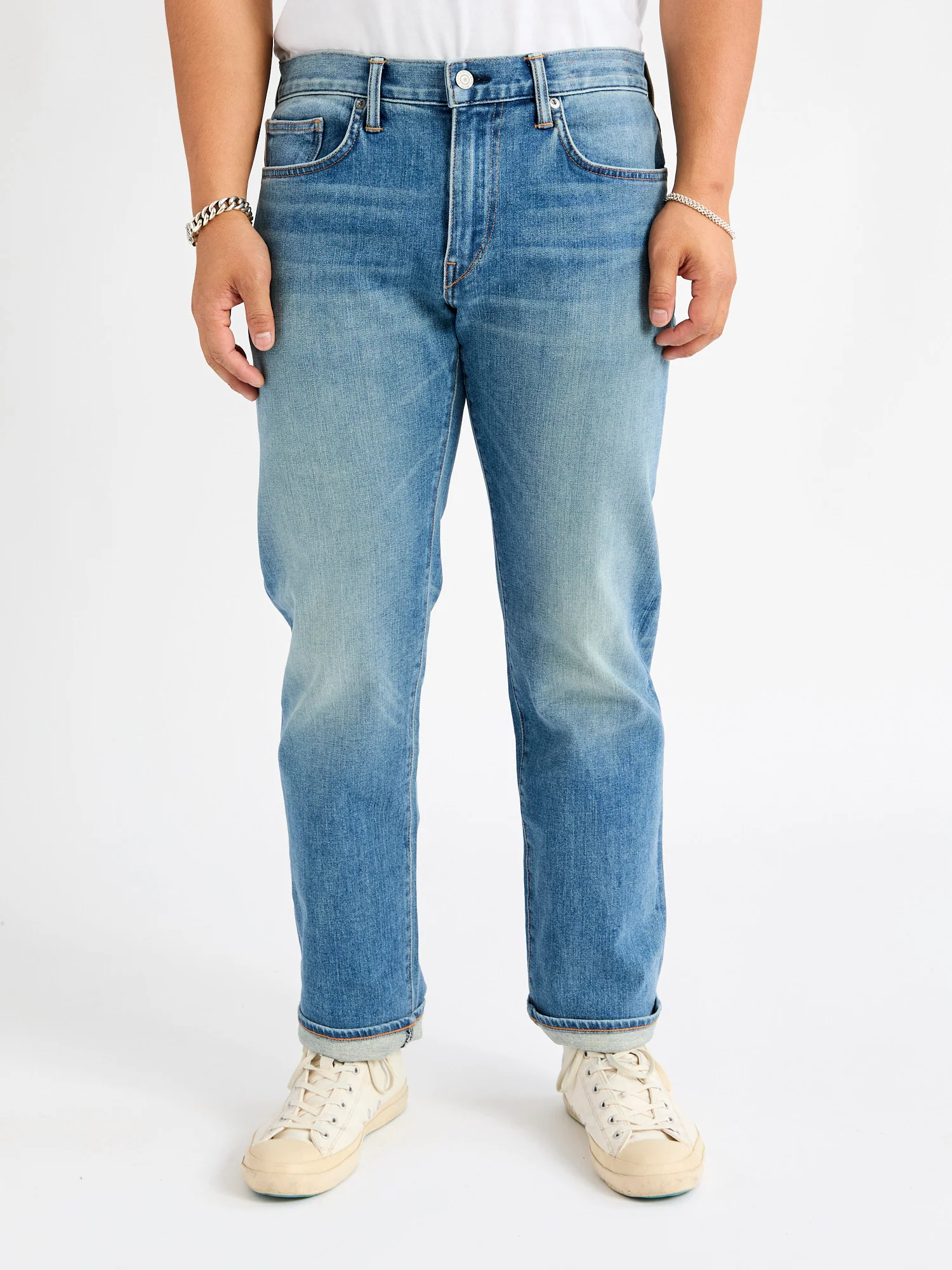"Cyndi" 10.5oz Washed Indigo Stretch Selvedge Denim - Hammer Straight - Image 2