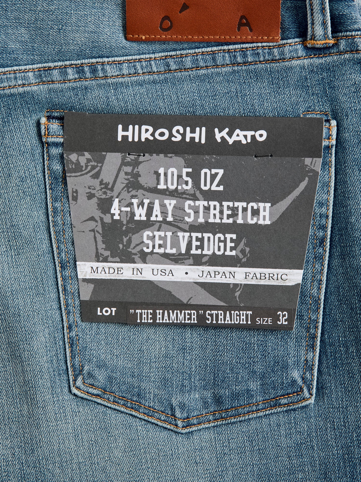 "Cyndi" 10.5oz Washed Indigo Stretch Selvedge Denim - Hammer Straight - Image 5