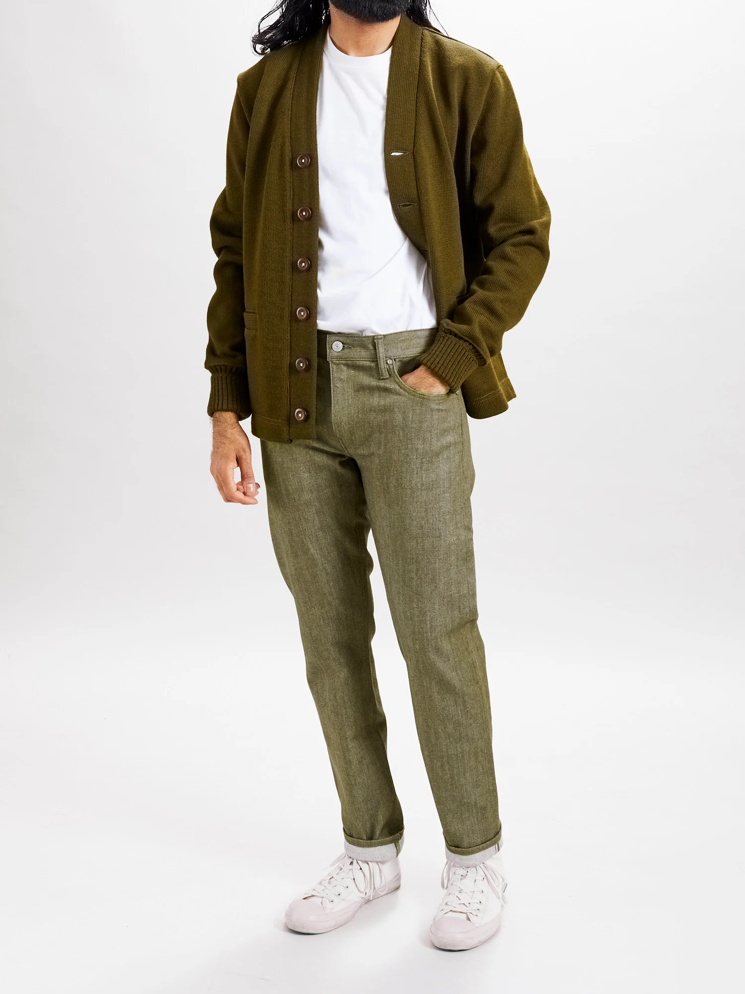 "Dark Green" 10.5oz Stretch Selvedge Denim - Pen Slim - Image 12