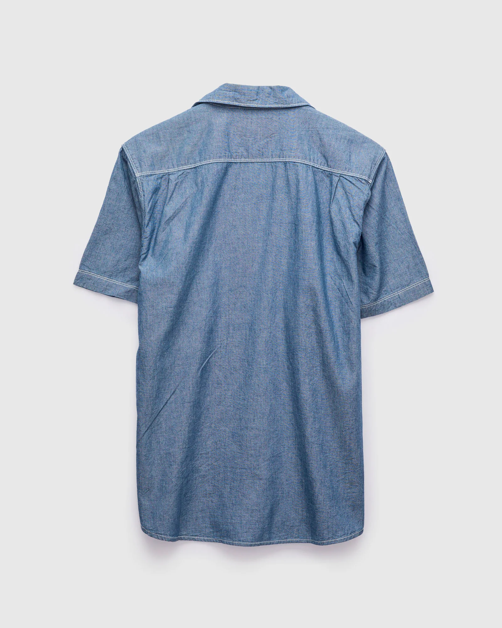 Dayton Short Sleeve Workshirt in Indigo Chambray - Image 2
