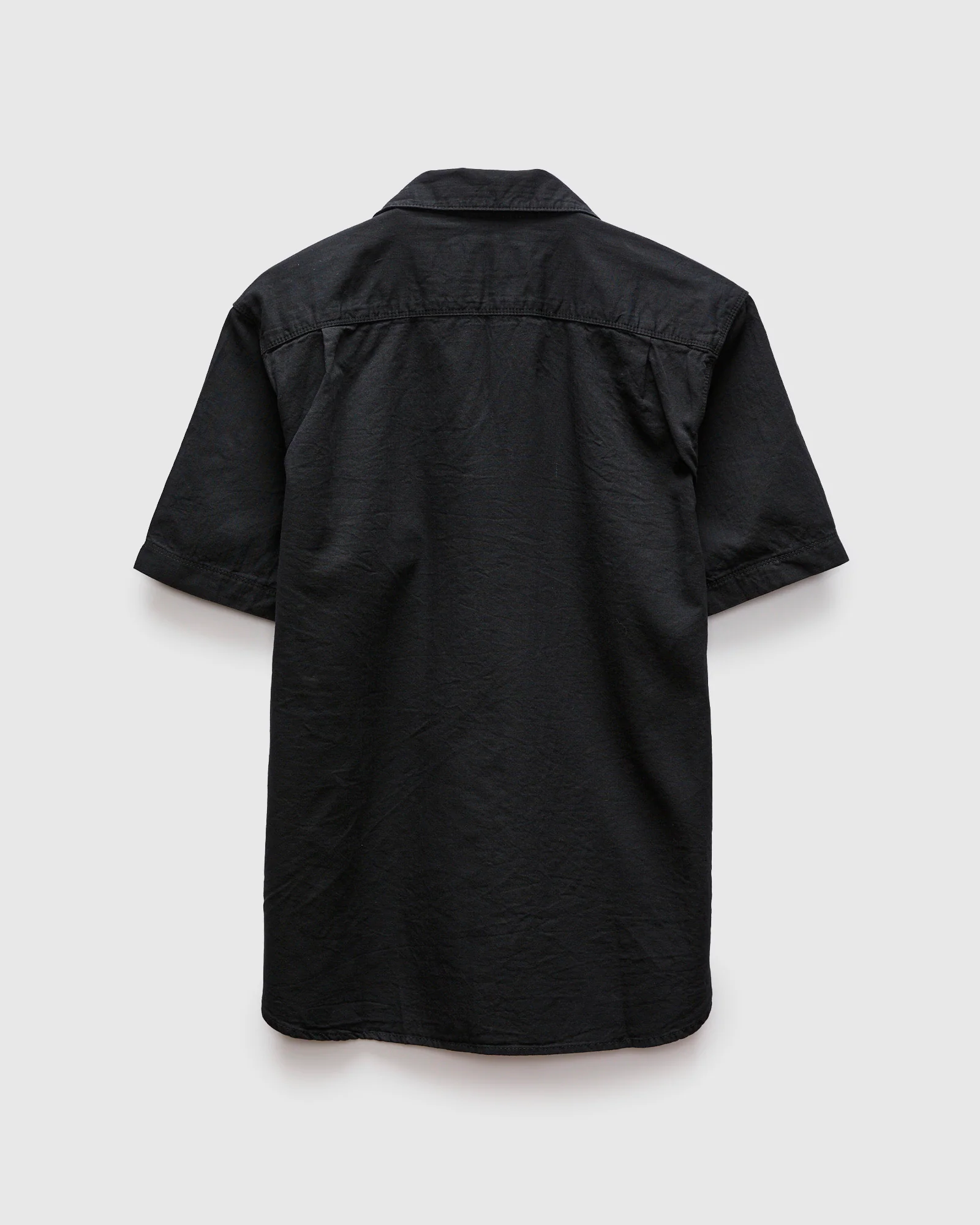 Dayton Short Sleeve Workshirt in Black Herringbone - Image 3