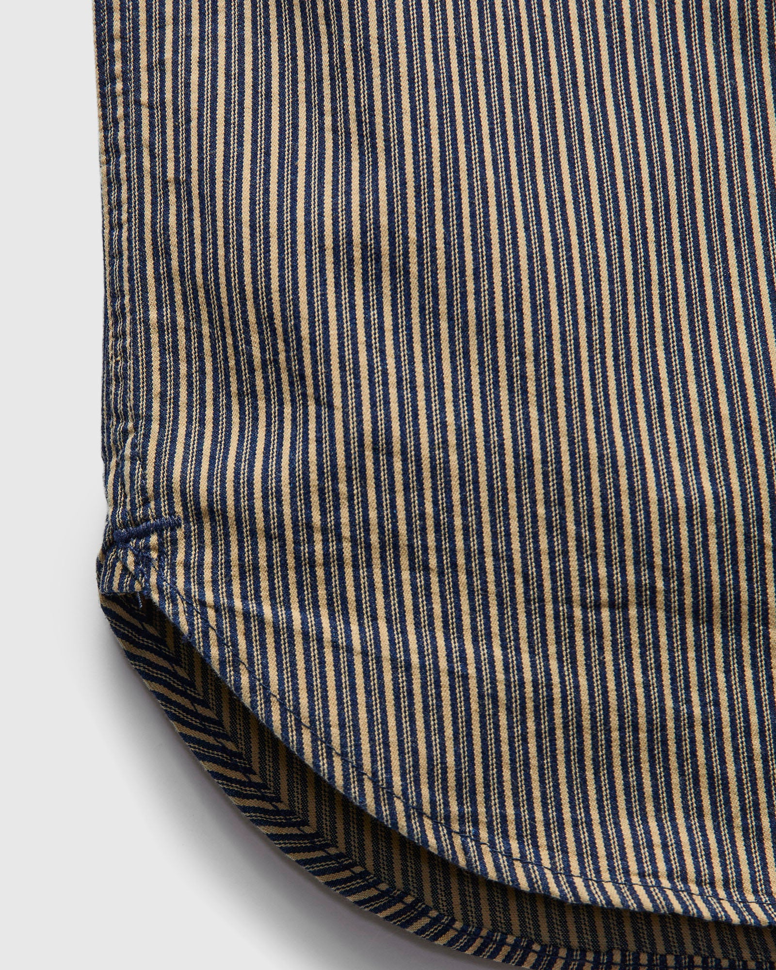 Dayton Short Sleeve Workshirt in Beige Stripe - Image 6
