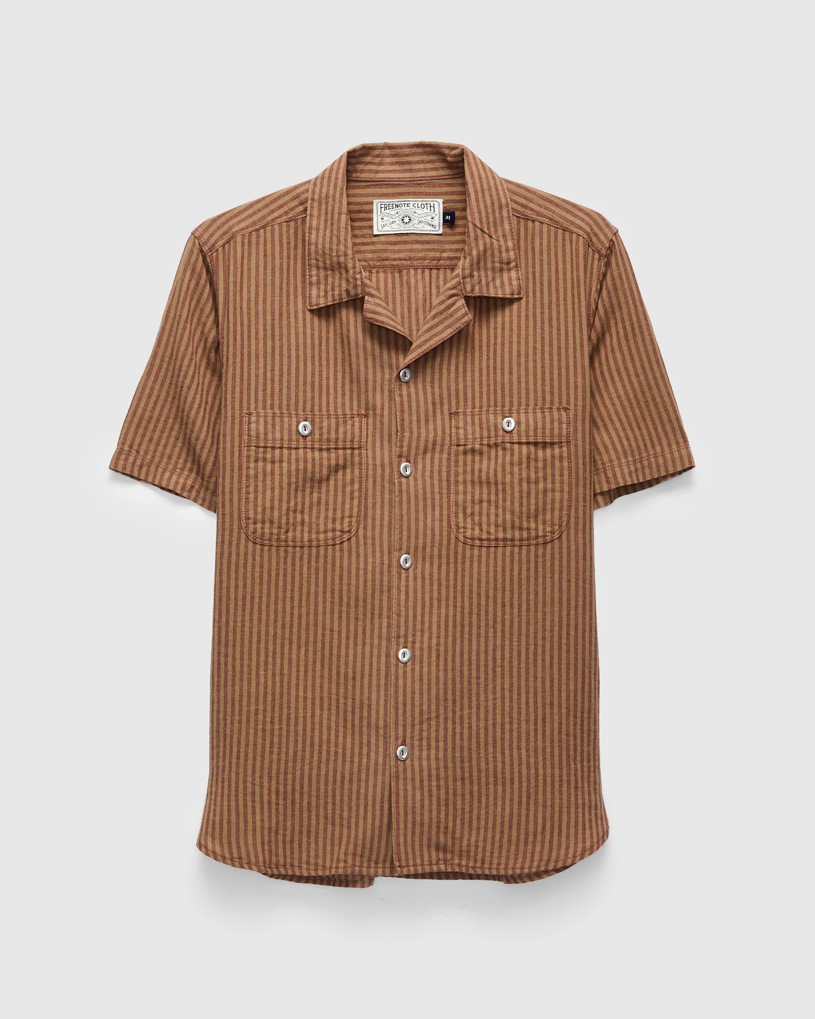 Dayton Short Sleeve Workshirt in Terracotta Stripe