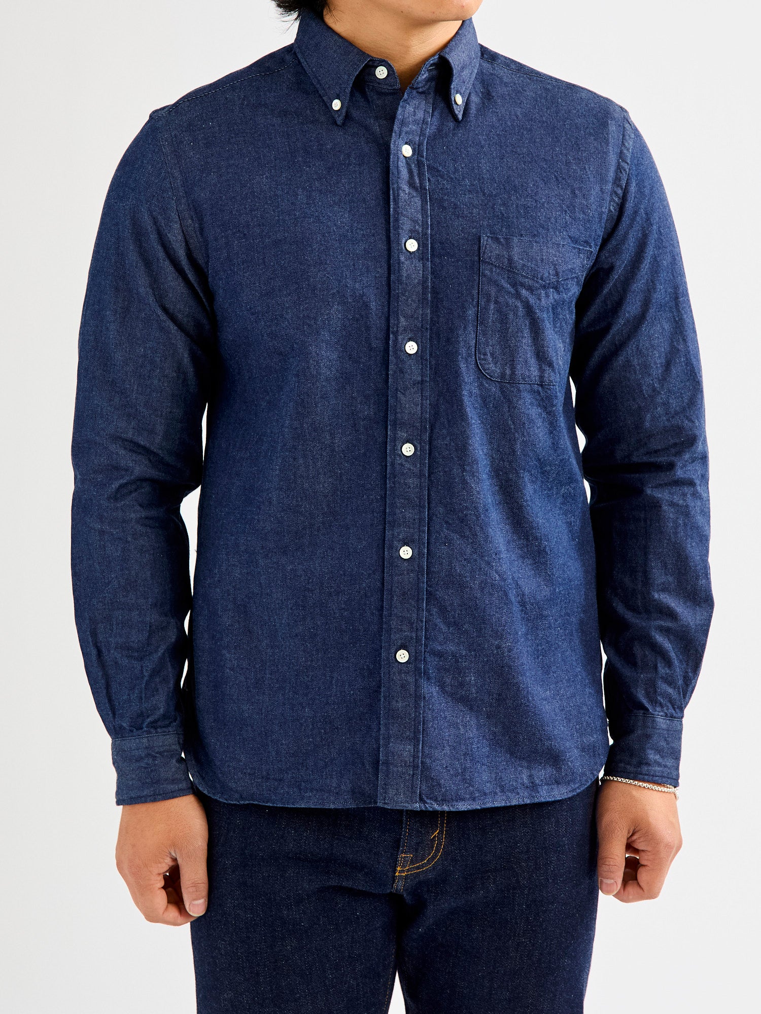 Denim Button-Down Shirt in Indigo - Image 2